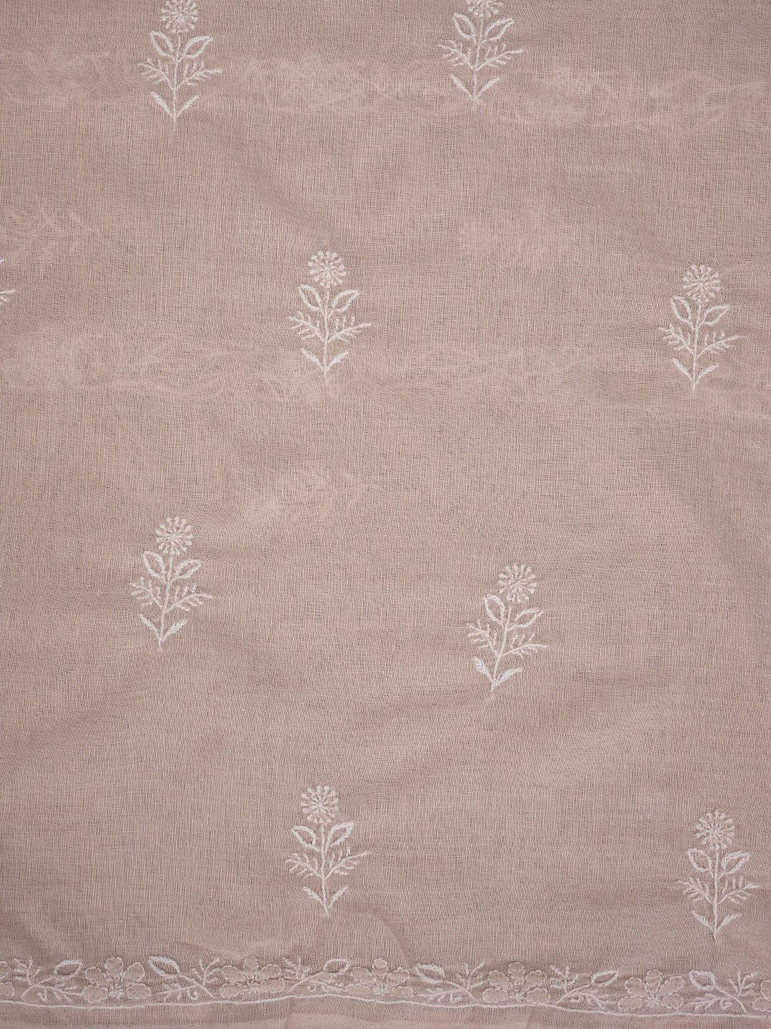 Ada Hand Embroidered Dusty Peach Cotton Lucknowi Chikankari Unstitched Suit Piece 01A773773