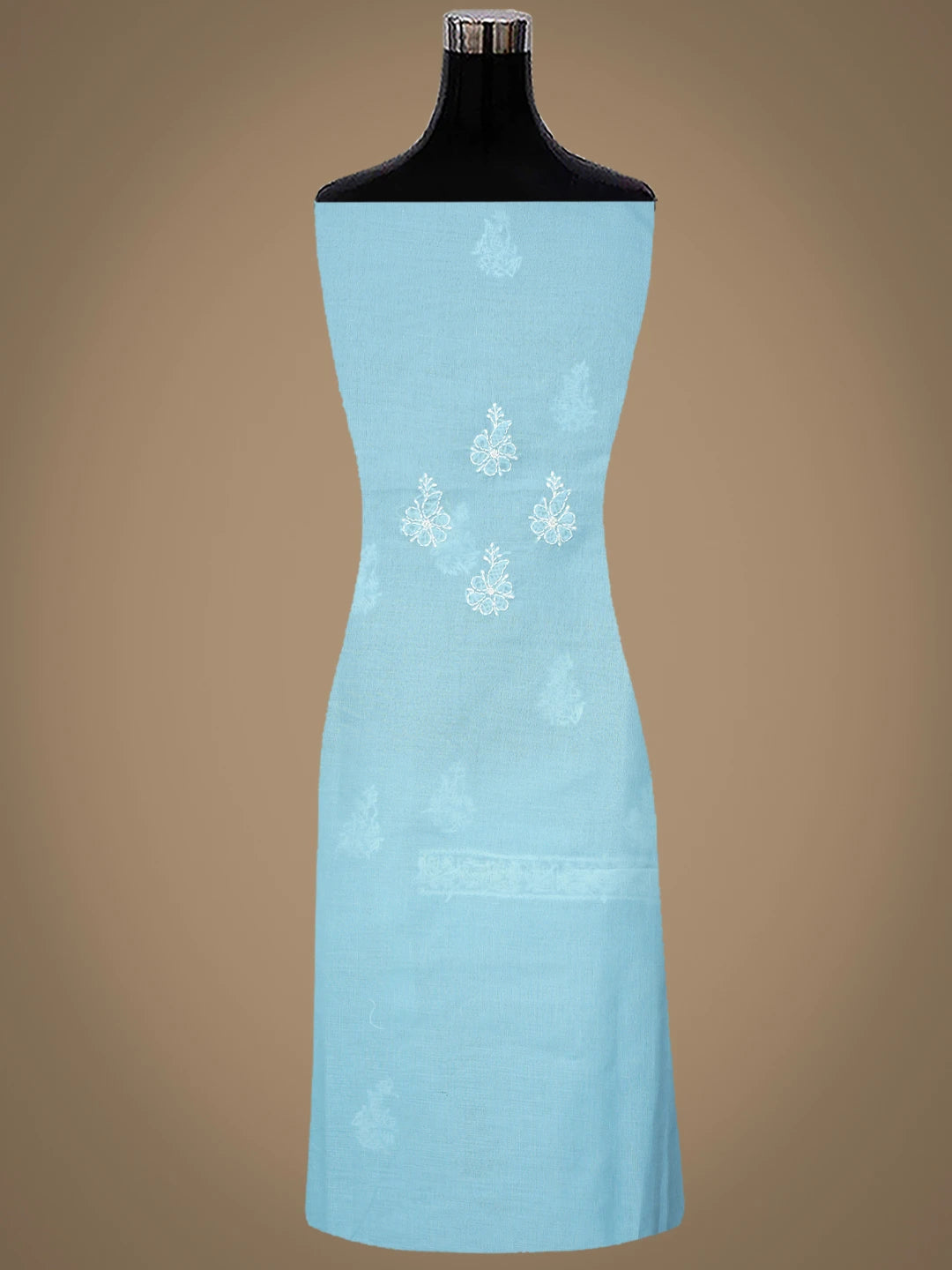 Ada Hand Embroidered Blue Cotton Lucknowi Chikankari Unstitched Suit Piece 01A818703
