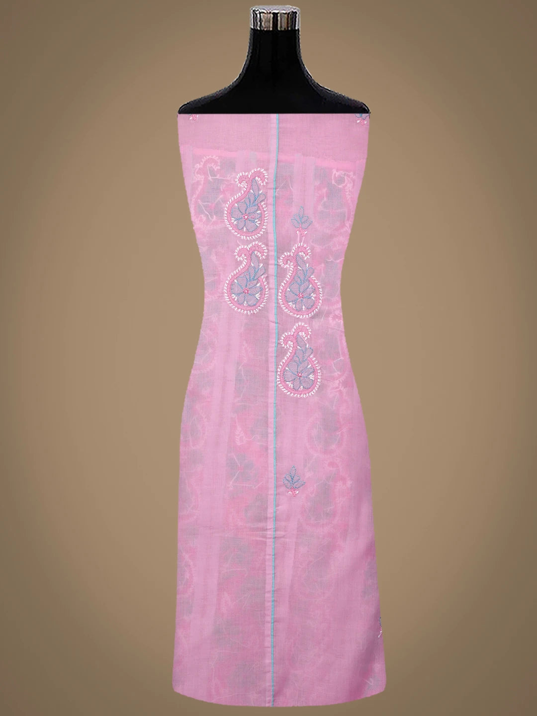 Ada Hand Embroidered Pink Cotton Lucknowi Chikankari Unstitched Suit Piece 01A821862