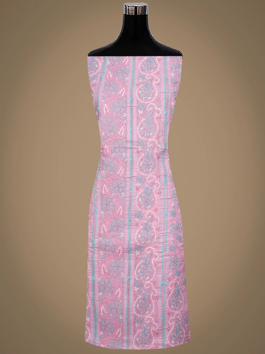 Ada Hand Embroidered Pink Cotton Lucknowi Chikankari Unstitched Suit Piece 01A821862