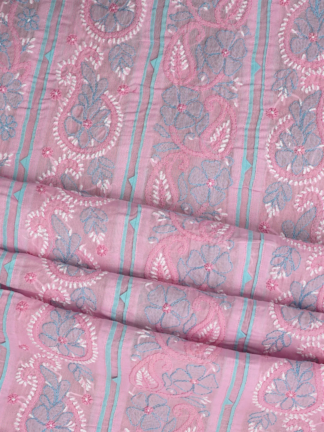 Ada Hand Embroidered Pink Cotton Lucknowi Chikankari Unstitched Suit Piece 01A821862