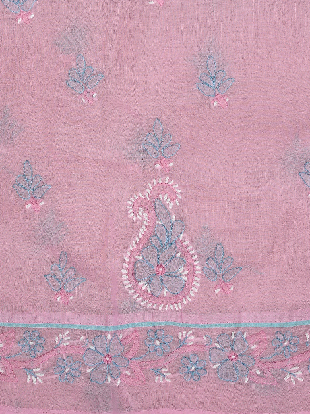 Ada Hand Embroidered Pink Cotton Lucknowi Chikankari Unstitched Suit Piece 01A821862