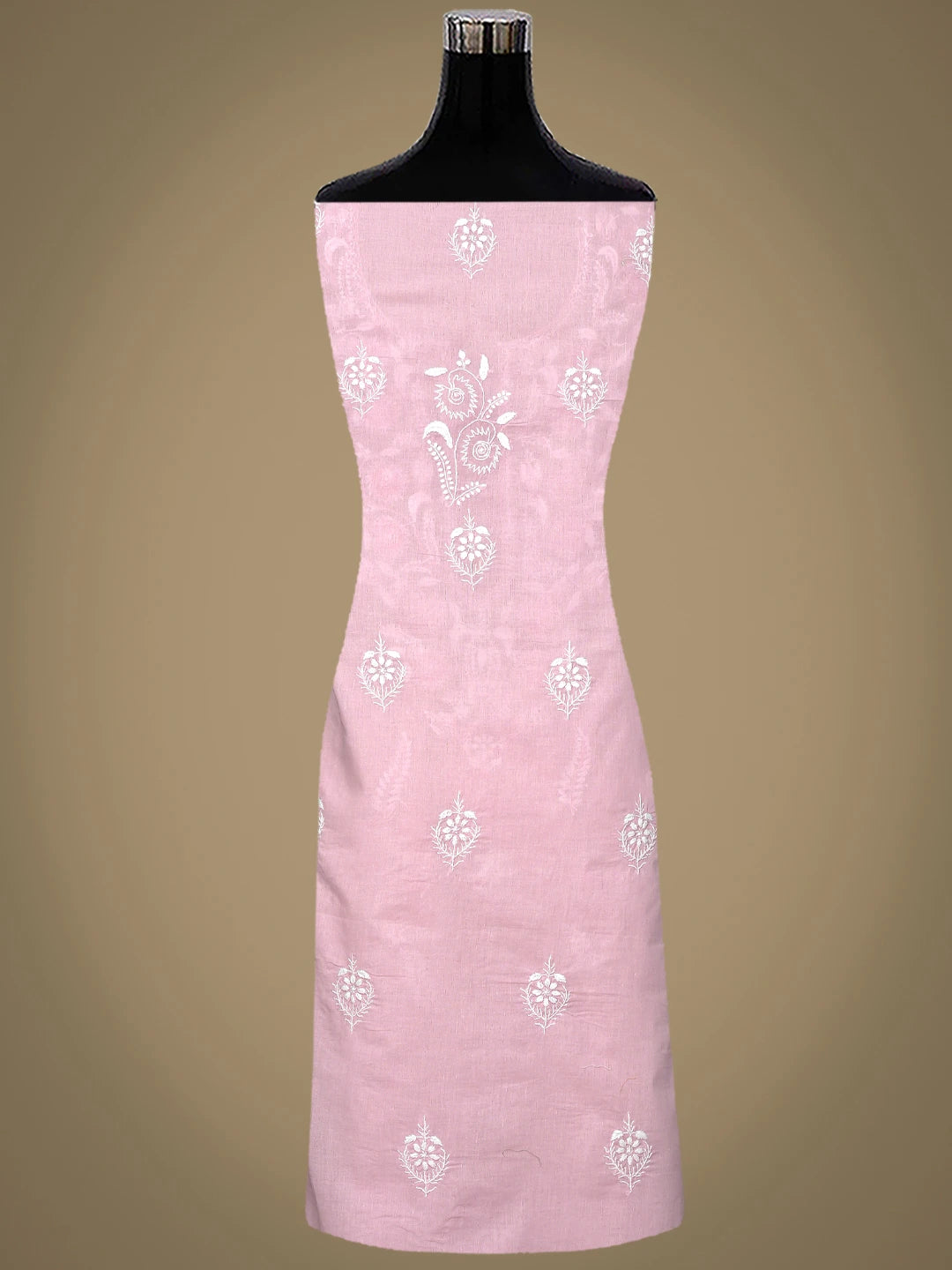Ada Hand Embroidered Pink Cotton Lucknowi Chikankari Unstitched Suit Piece With Cutdana Work 01A790582