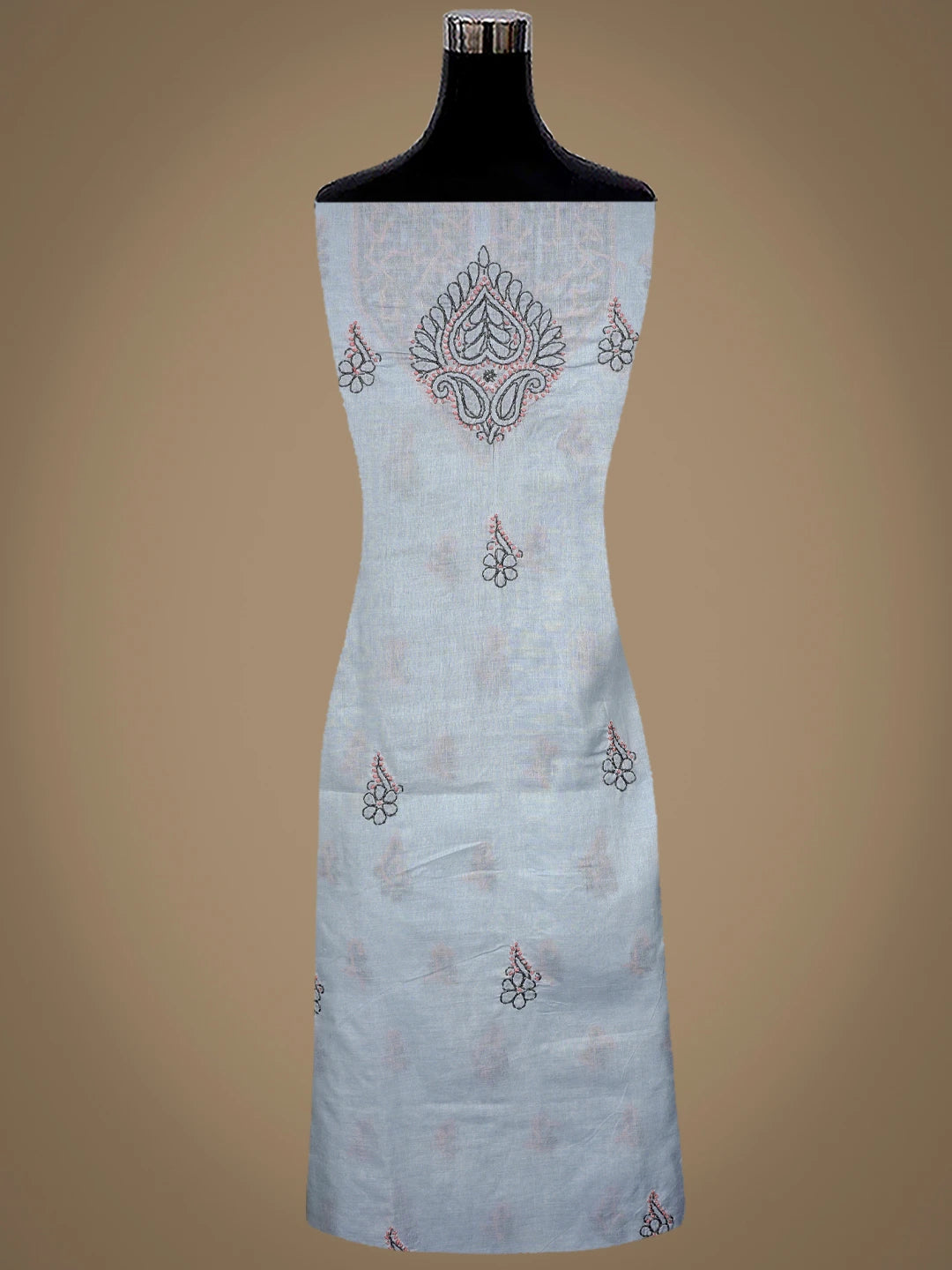 Ada Hand Embroidered Grey Cotton Lucknowi Chikankari Unstitched Suit Piece 01A861546