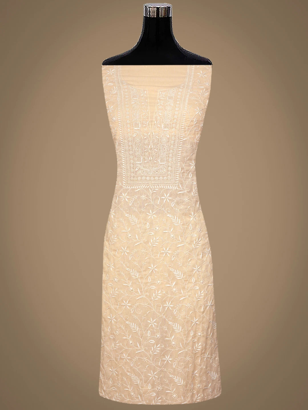 Ada Hand Embroidered Peach Cotton Lucknowi Chikankari Unstitched Suit Piece 01A376750