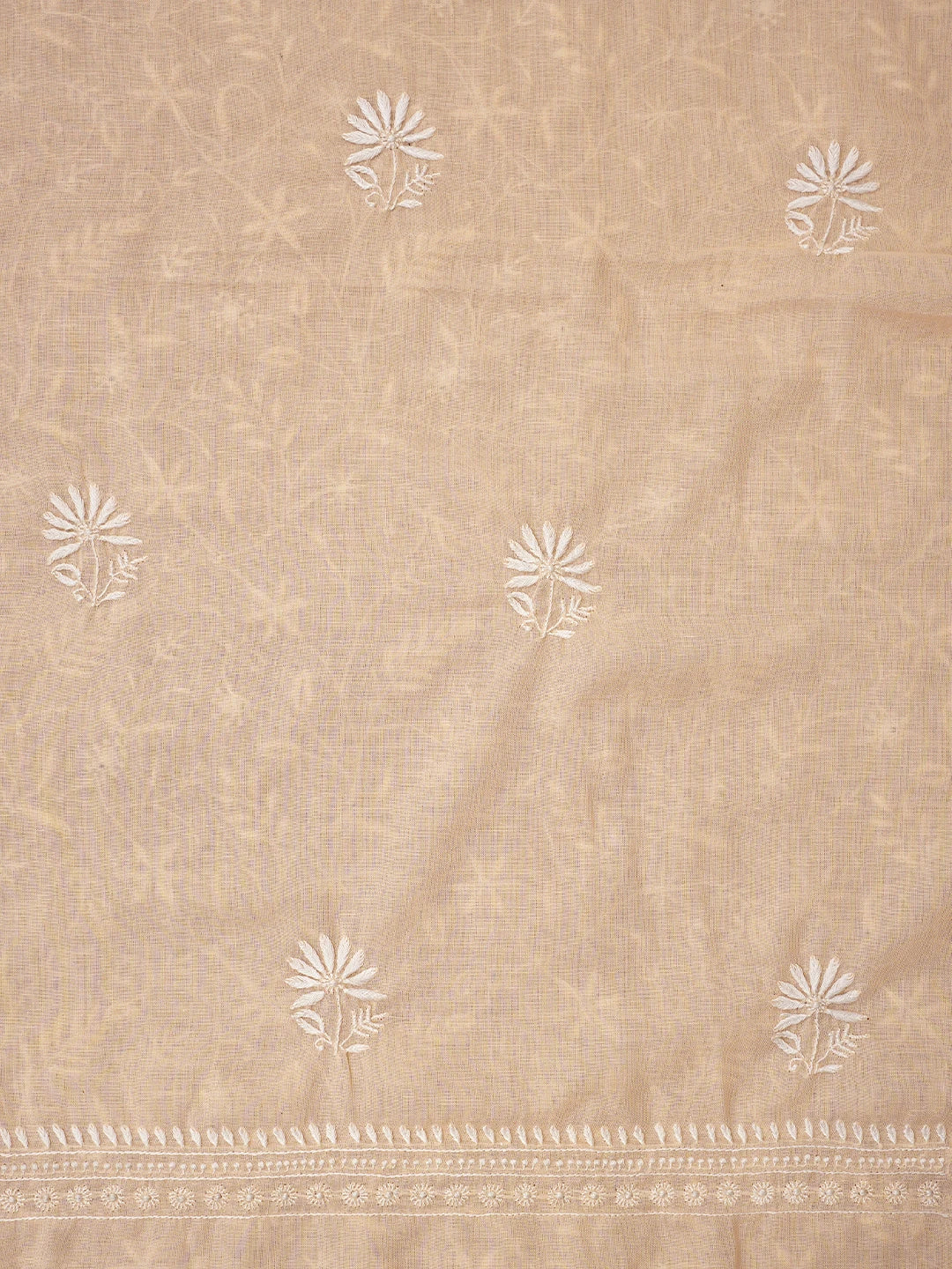 Ada Hand Embroidered Peach Cotton Lucknowi Chikankari Unstitched Suit Piece 01A376750