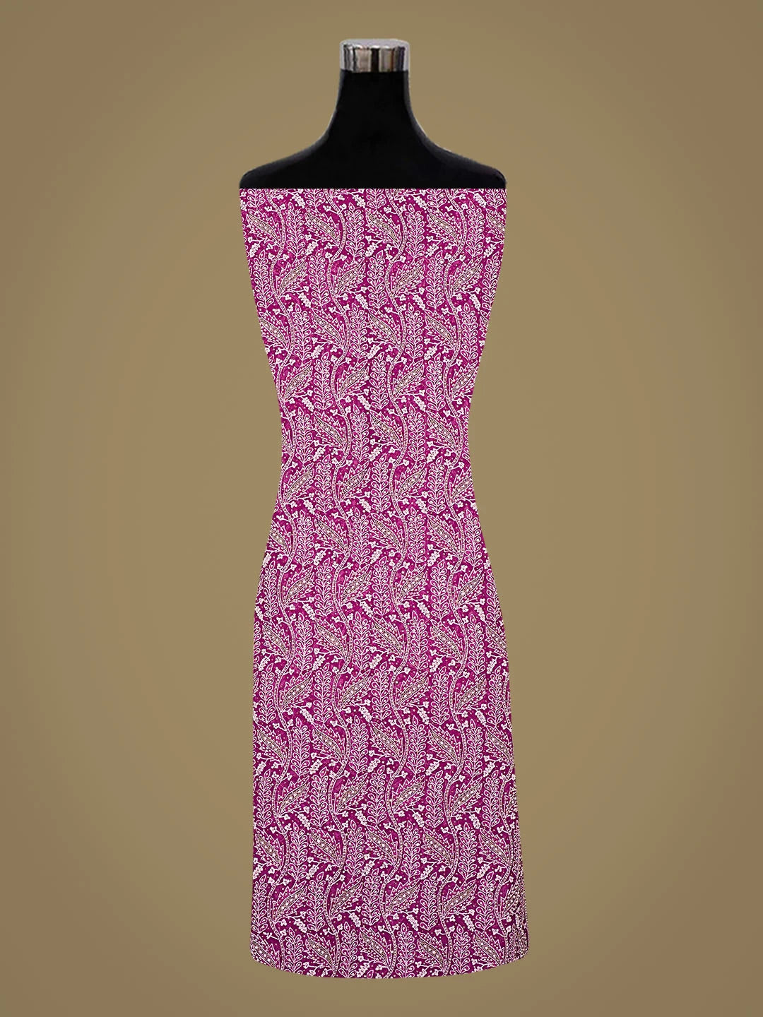 Ada Hand Embroidered Magenta Pure Georgette Lucknowi Chikankari Unstitched Kurta Dupatta Set With Pearl Work 01A361370