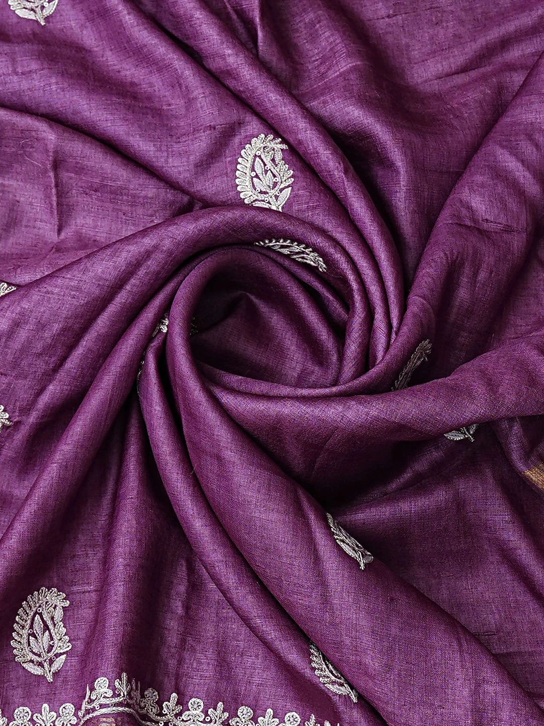 Ada Hand Embroidered Purple Silk Lucknowi Chikankari Unstitched Suit Piece With Sequinned Work 01A759852