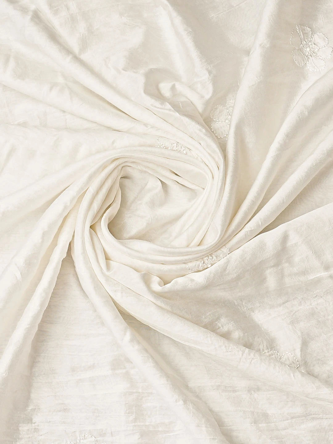 Ada Hand Embroidered White Chanderi Lucknowi Chikankari Unstitched Kurta Dupatta Set 01A798337
