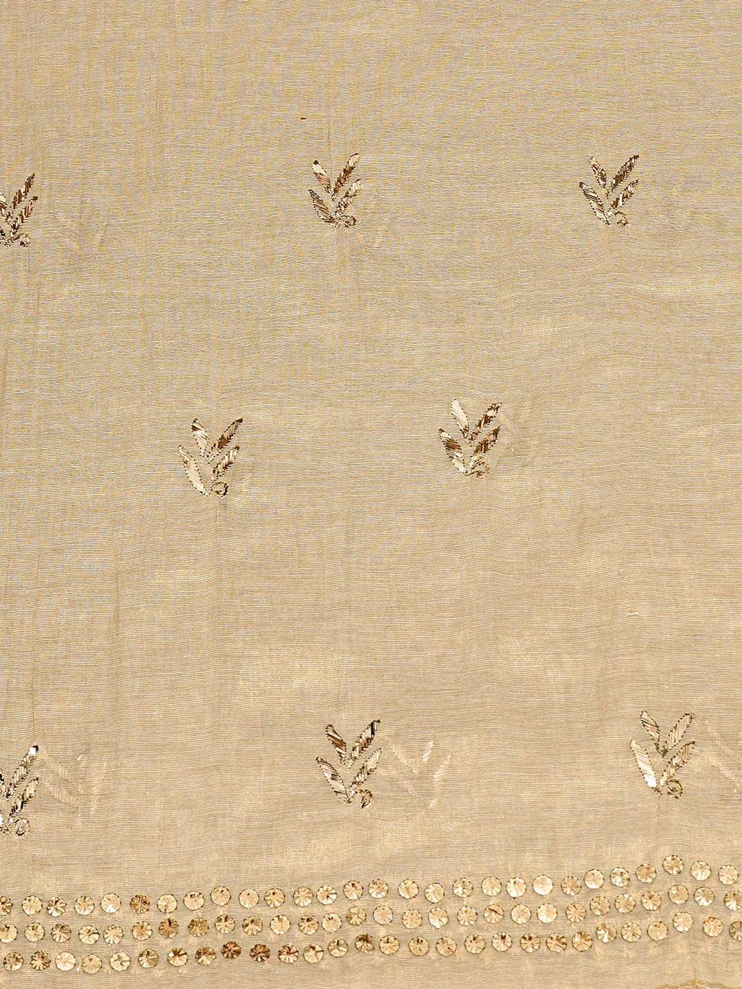 Ada Hand Embroidered Fawn Tissue Lucknowi Chikankari Unstitched Kurta Dupatta Set With Mukaish Work 01A850928