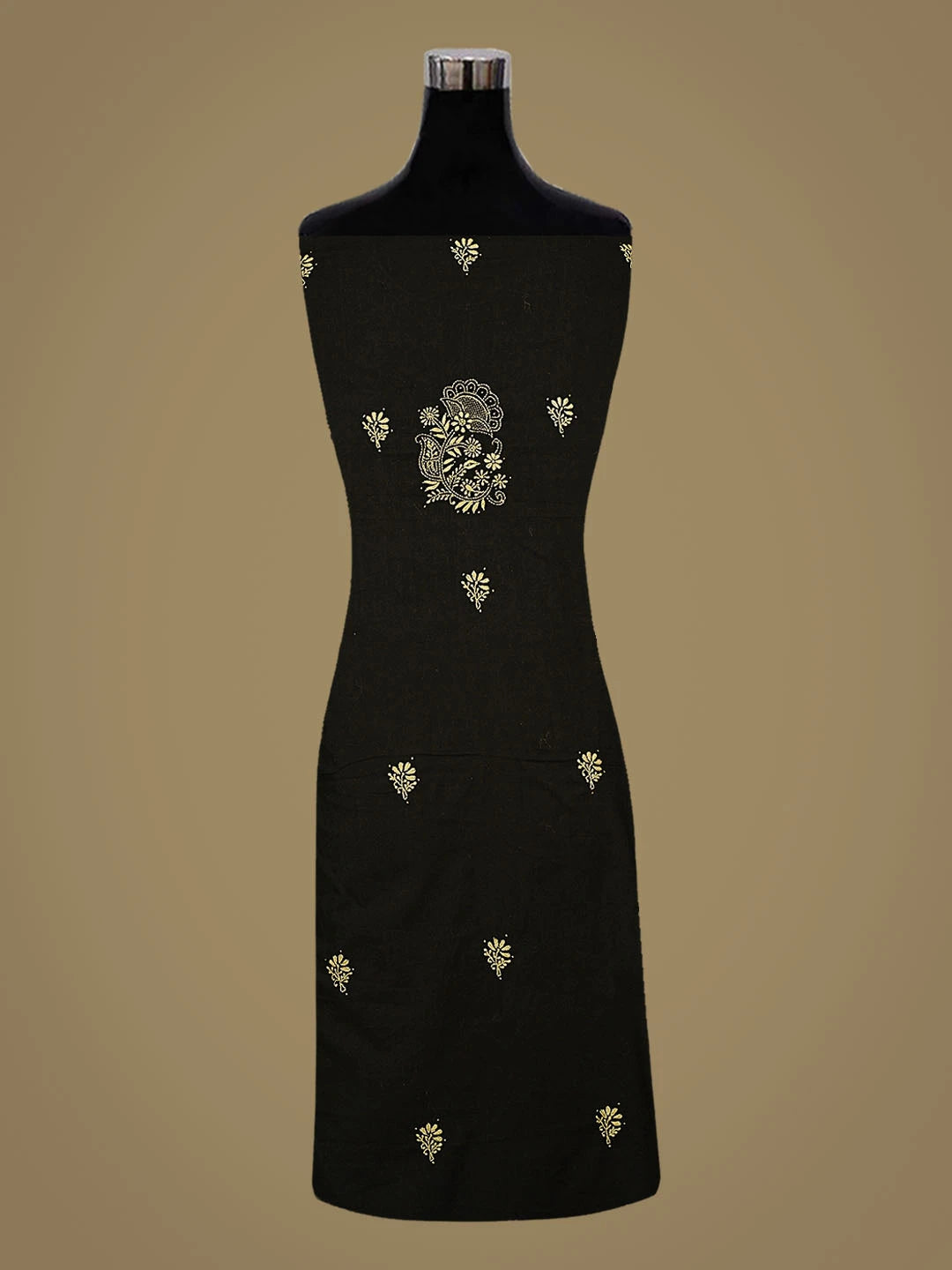 Ada Hand Embroidered Black Cotton Lucknowi Chikankari Unstitched Kurta Dupatta Set With Mukaish Work 01A760418