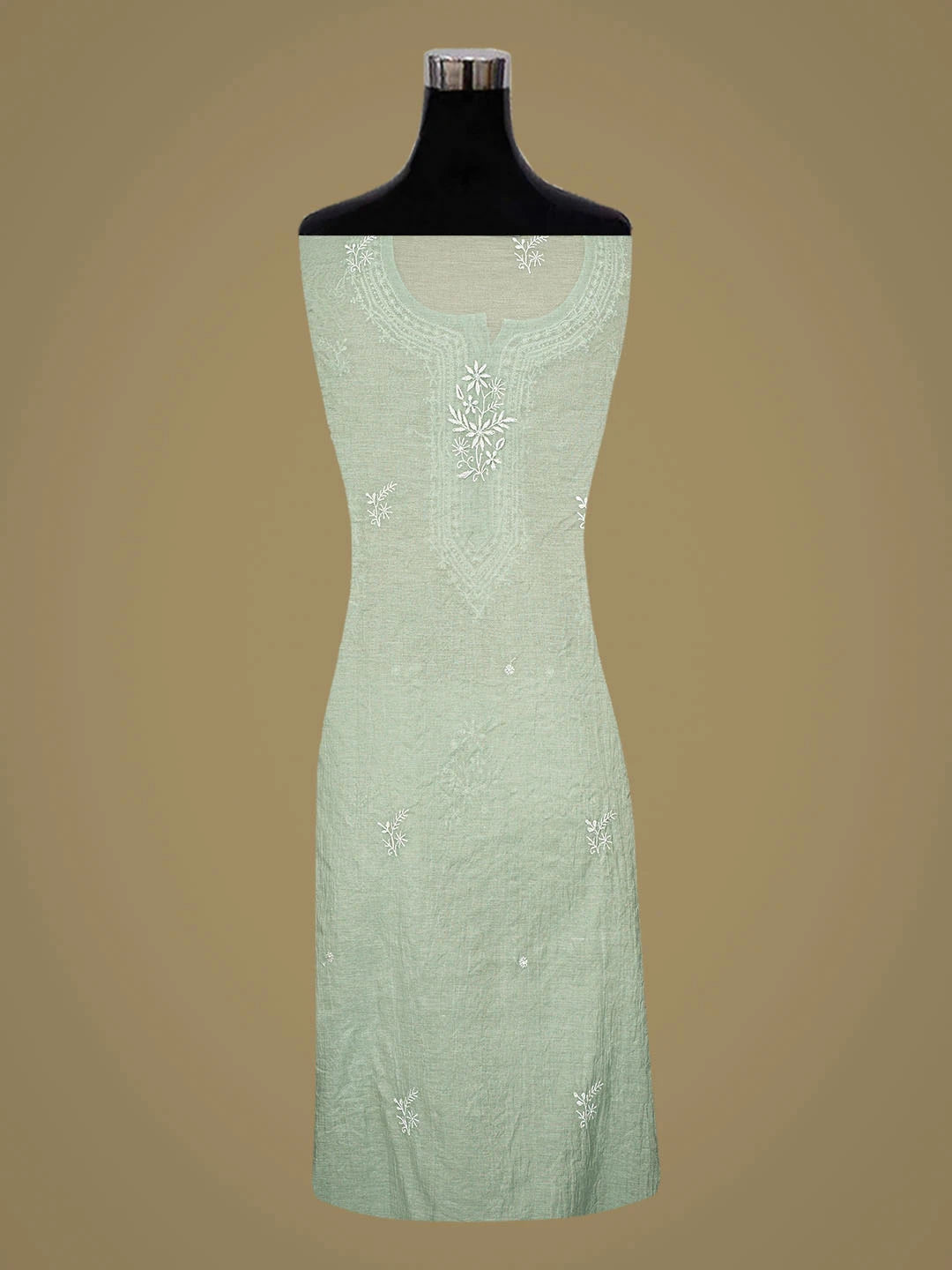 Ada Hand Embroidered Teal Green Chanderi Lucknowi Chikankari Semi-Stitched Kurta Dupatta Set 01A852623