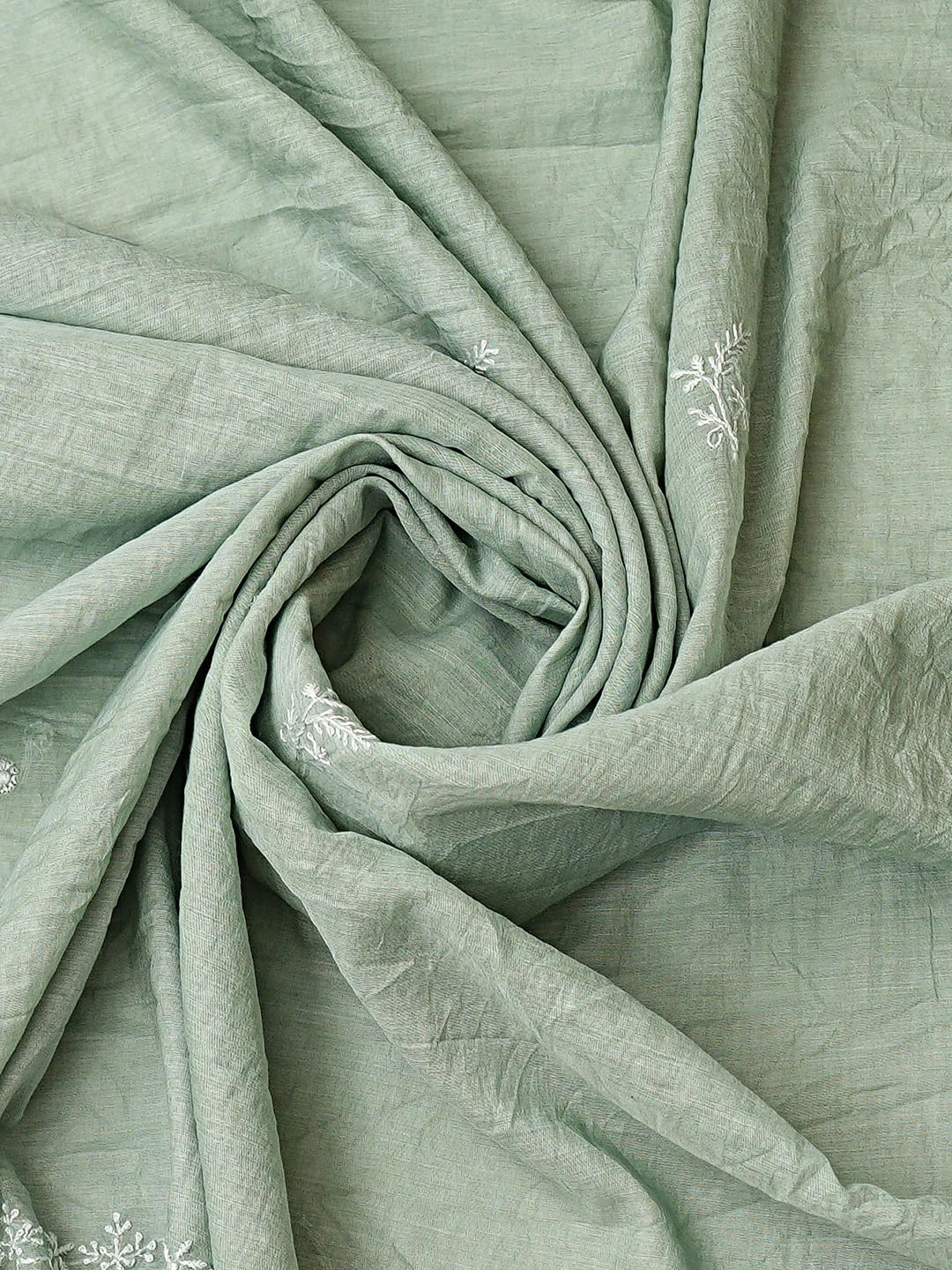 Ada Hand Embroidered Teal Green Chanderi Lucknowi Chikankari Semi-Stitched Kurta Dupatta Set 01A852623