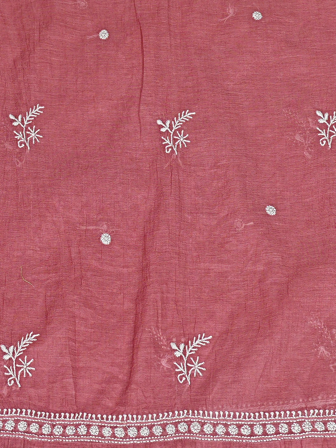 Ada Hand Embroidered Onion Pink Chanderi Lucknowi Chikankari Semi-Stitched Kurta Dupatta Set 01A857149