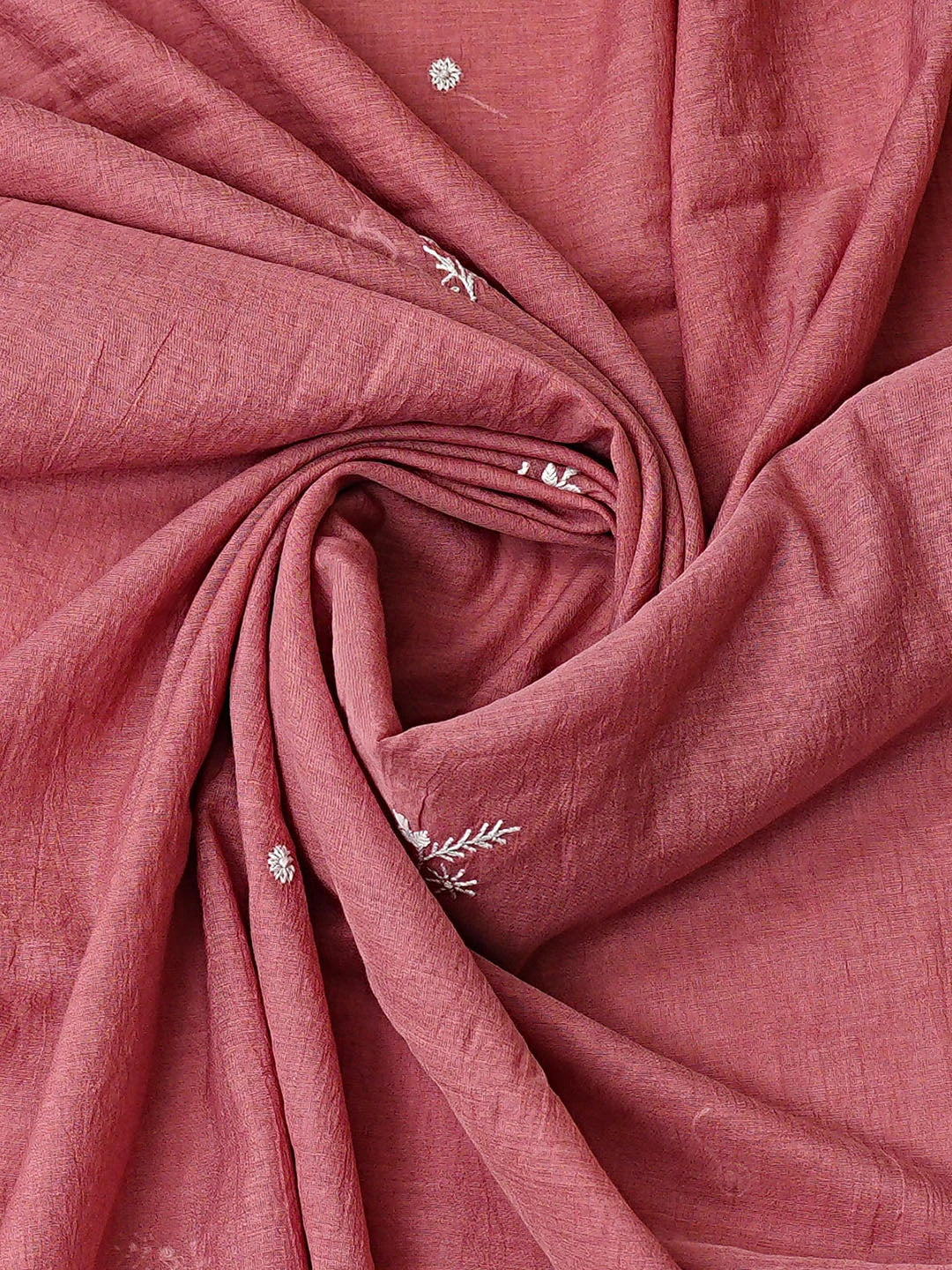 Ada Hand Embroidered Onion Pink Chanderi Lucknowi Chikankari Semi-Stitched Kurta Dupatta Set 01A857149