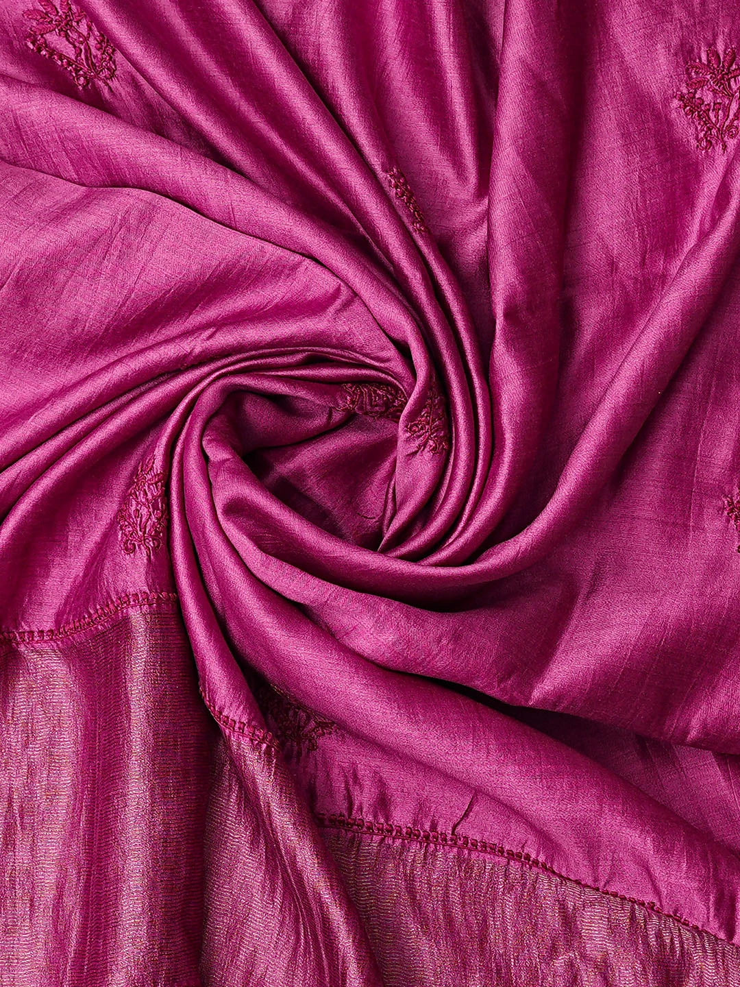 Ada Hand Embroidered Magenta Silk Lucknowi Chikankari Unstitched Kurta Dupatta Set 01A680056