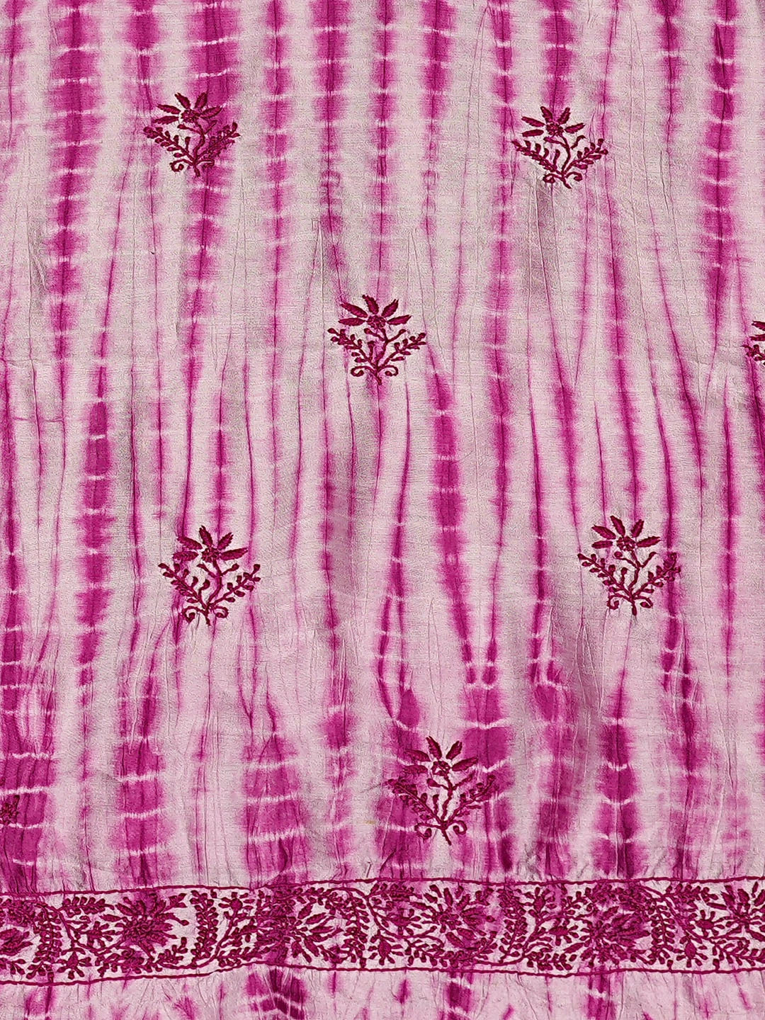 Ada Hand Embroidered Magenta Silk Lucknowi Chikankari Unstitched Kurta Dupatta Set 01A680056