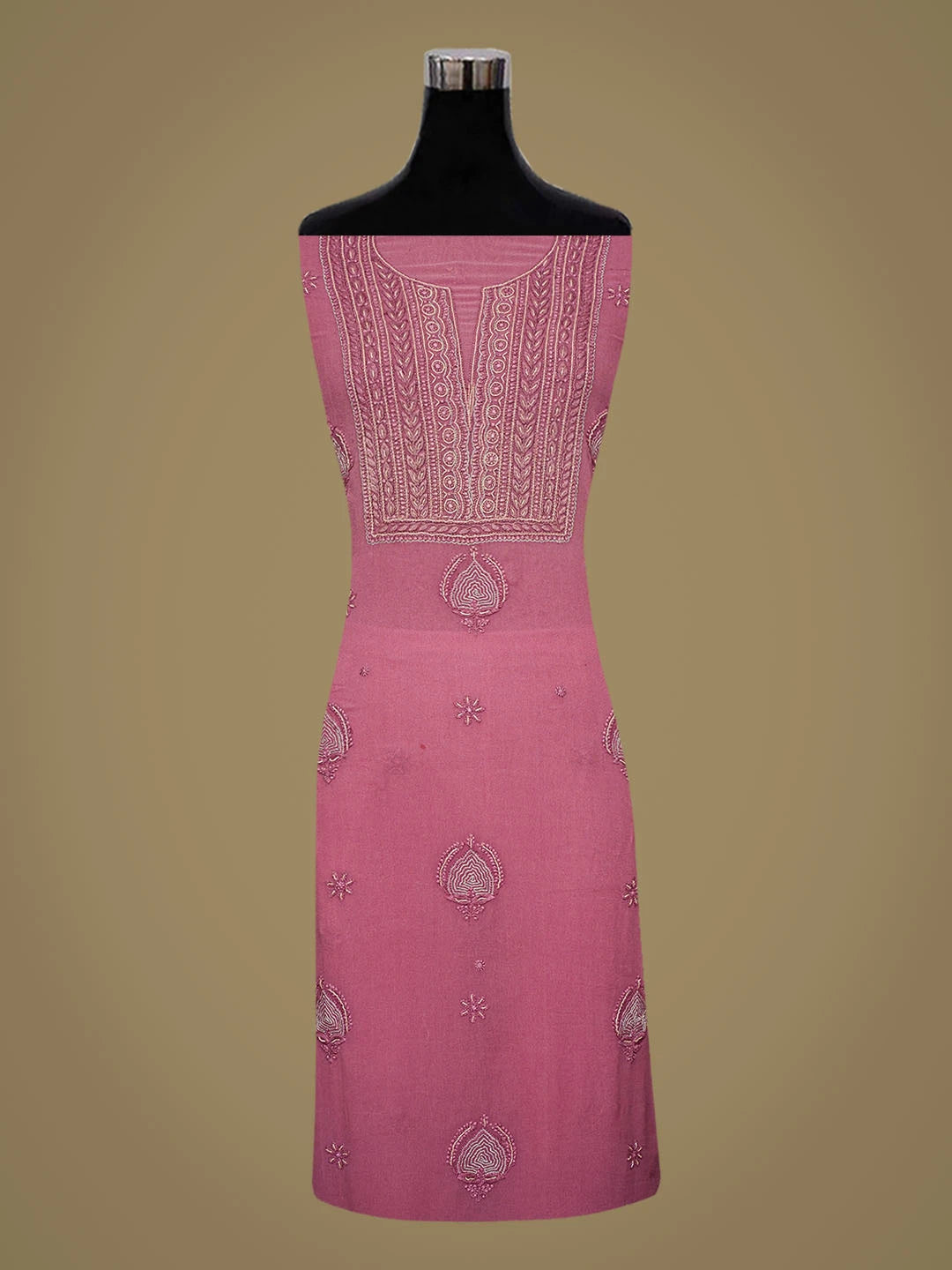 Ada Hand Embroidered Mauve Pink Viscsose Georgette Lucknowi Chikankari Unstitched Kurta Dupatta Set With Cutdana Work 01A337616