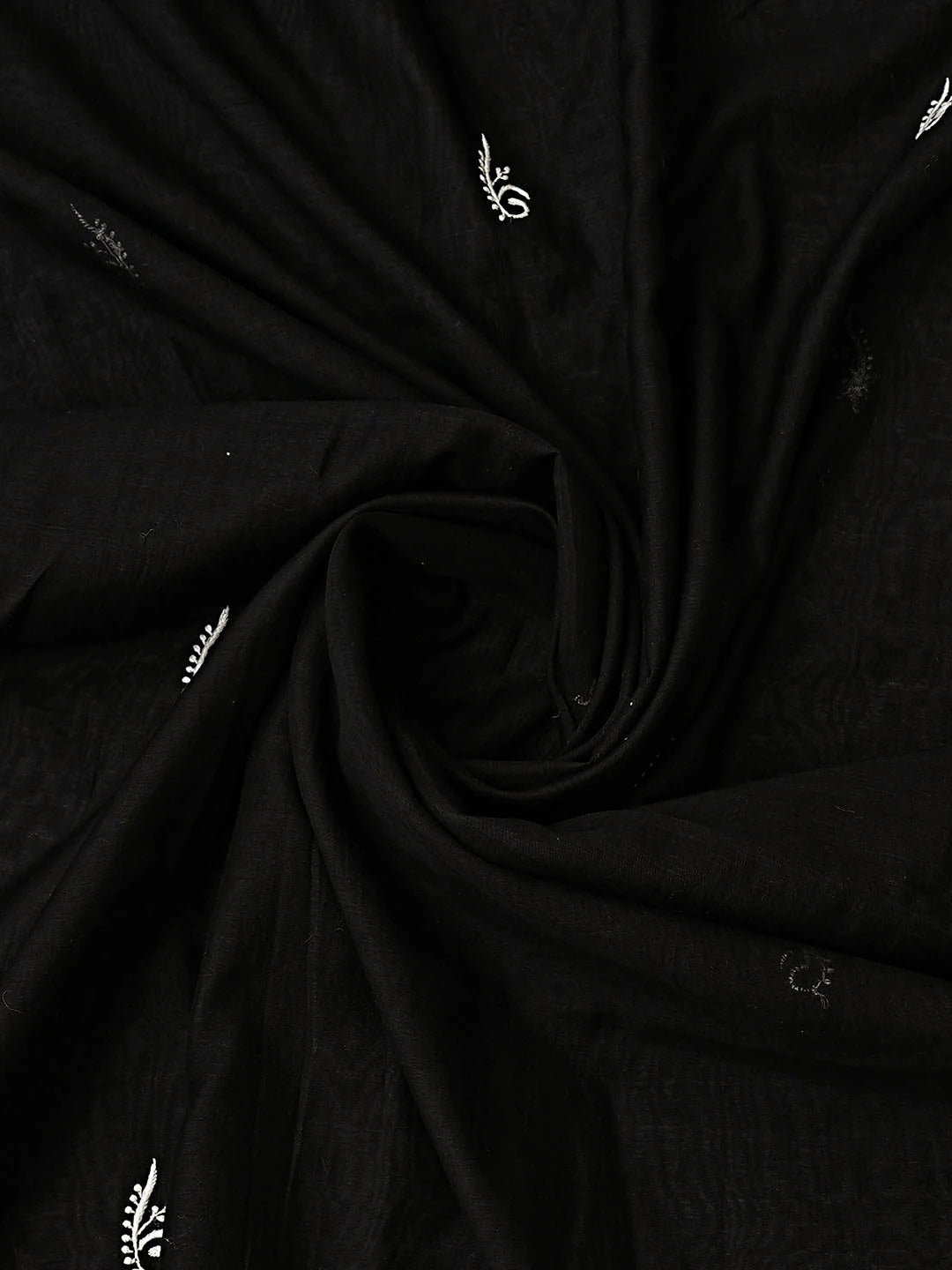 Ada Hand Embroidered Black Chanderi Lucknowi Chikankari Unstitched Kurta Dupatta Set 01A350804