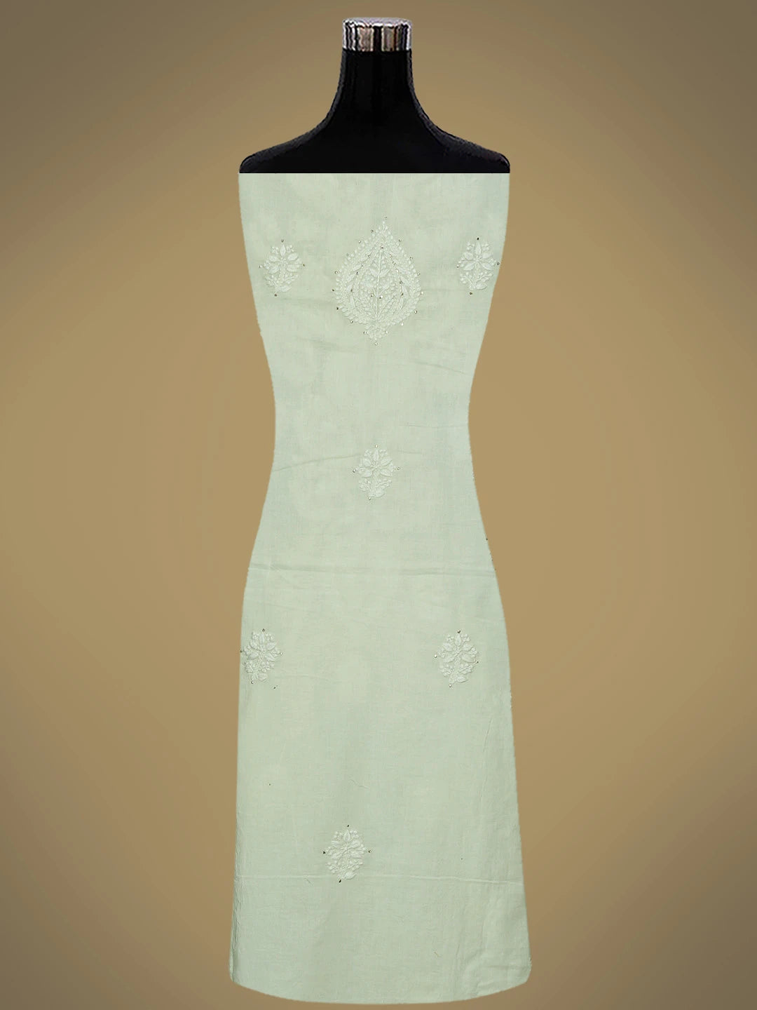 Ada Hand Embroidered Lemon Cotton Lucknowi Chikankari Unstitched Kurta Dupatta Set With Mukaish Work 01A760412