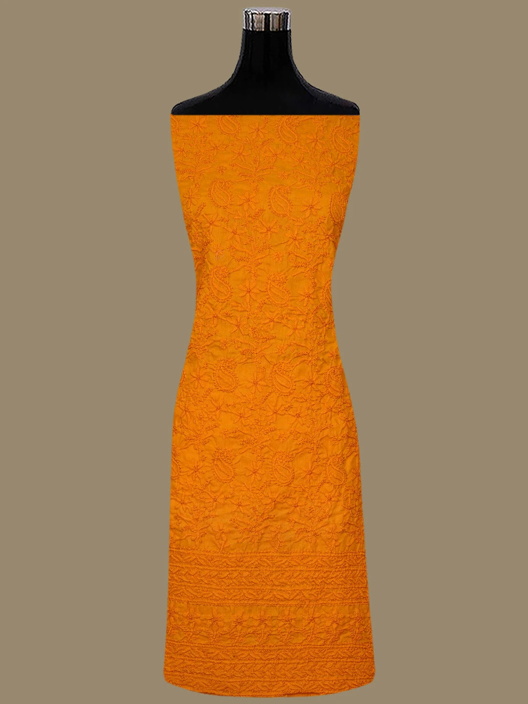 Ada Hand Embroidered Mustard Cotton Lucknowi Chikankari Unstitched Suit Piece 01A839624
