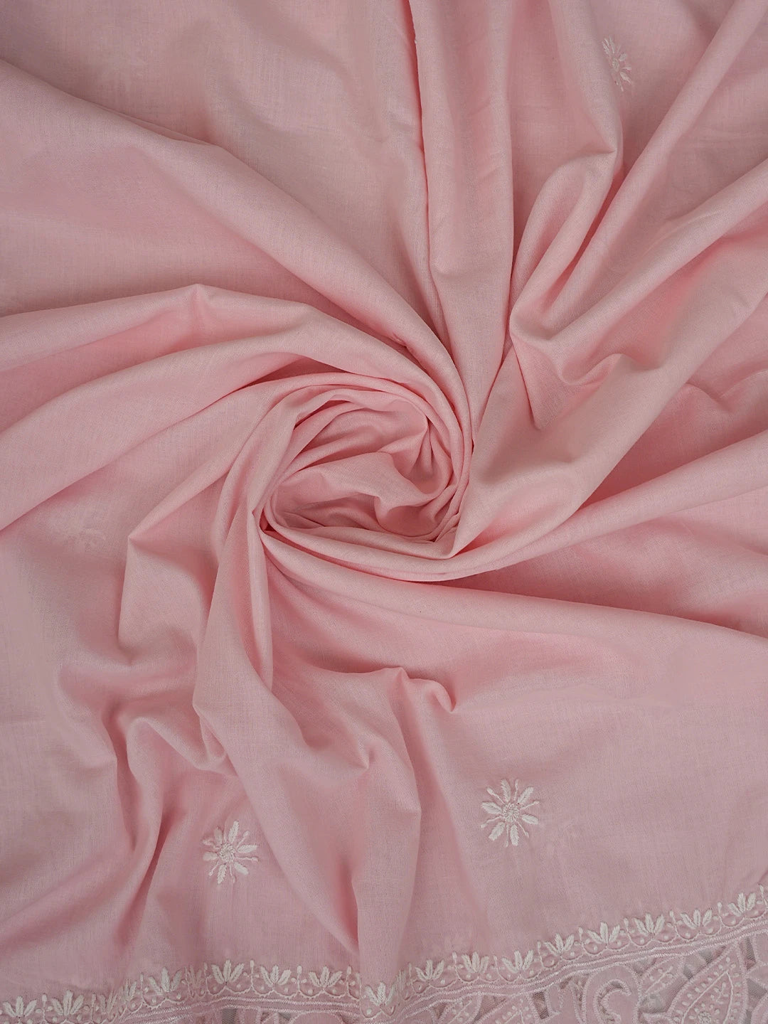 Ada Hand Embroidered Pink Cotton And Net Lucknowi Chikankari Semi-Stitched Kurta Dupatta Set 01A813831