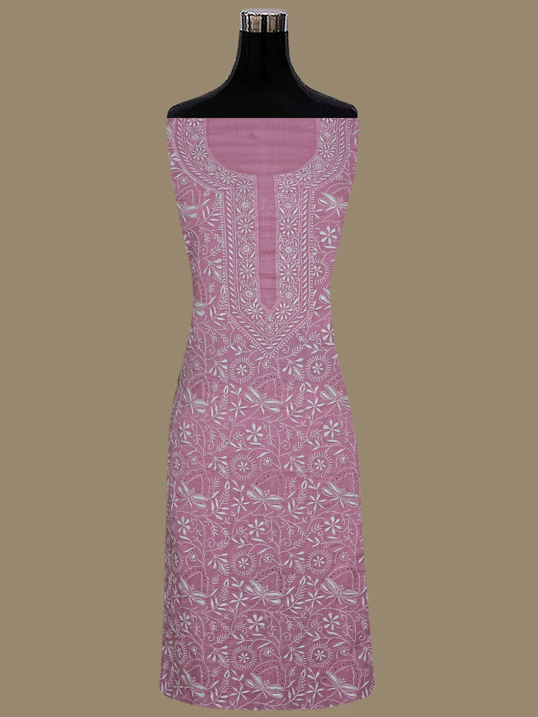 Ada Hand Embroidered Pink Pure Cotton Lucknowi Chikankari Unstitched Suit Piece 01A858192