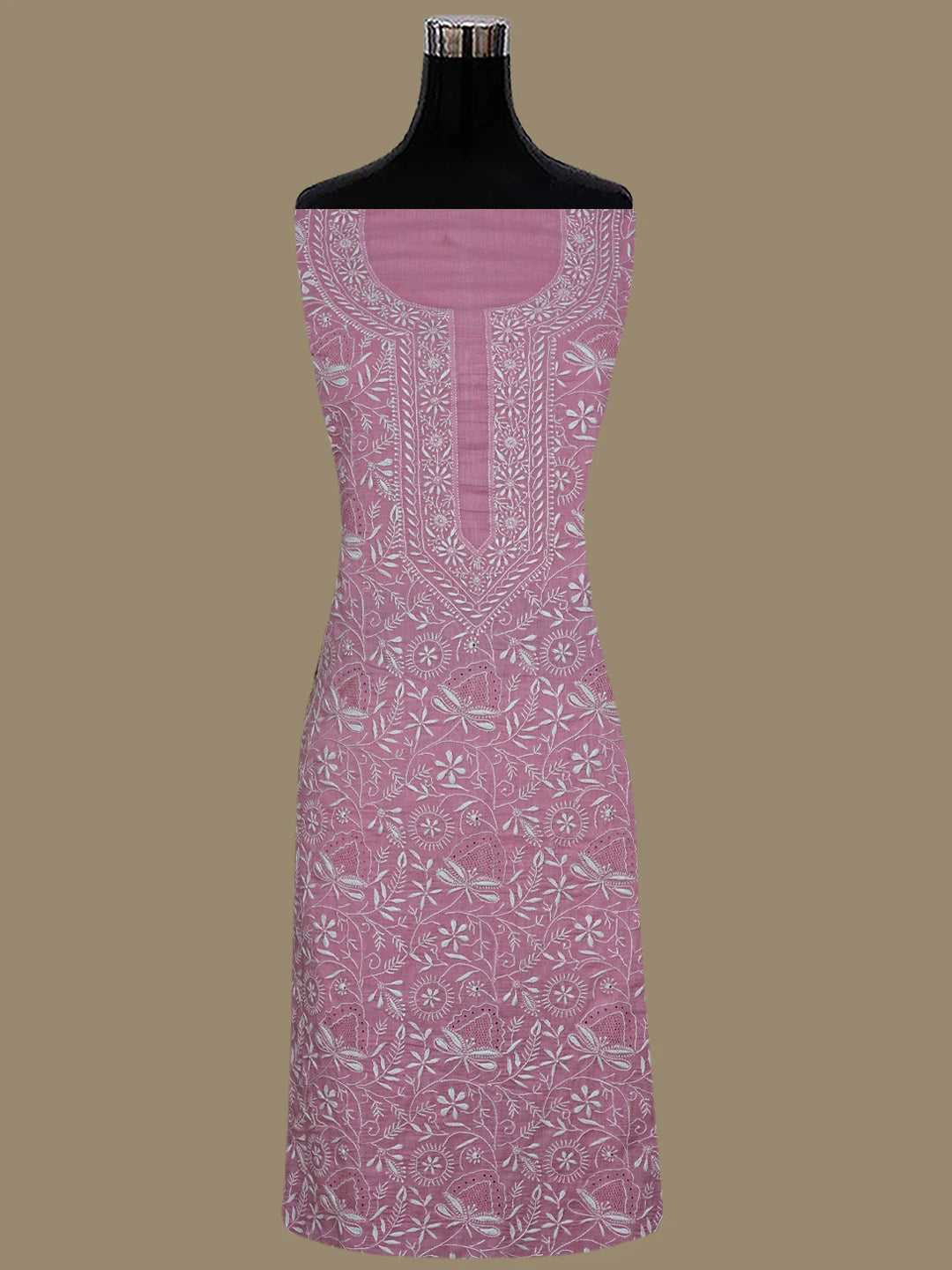 Ada Hand Embroidered Pink Pure Cotton Lucknowi Chikankari Unstitched Suit Piece 01A858192