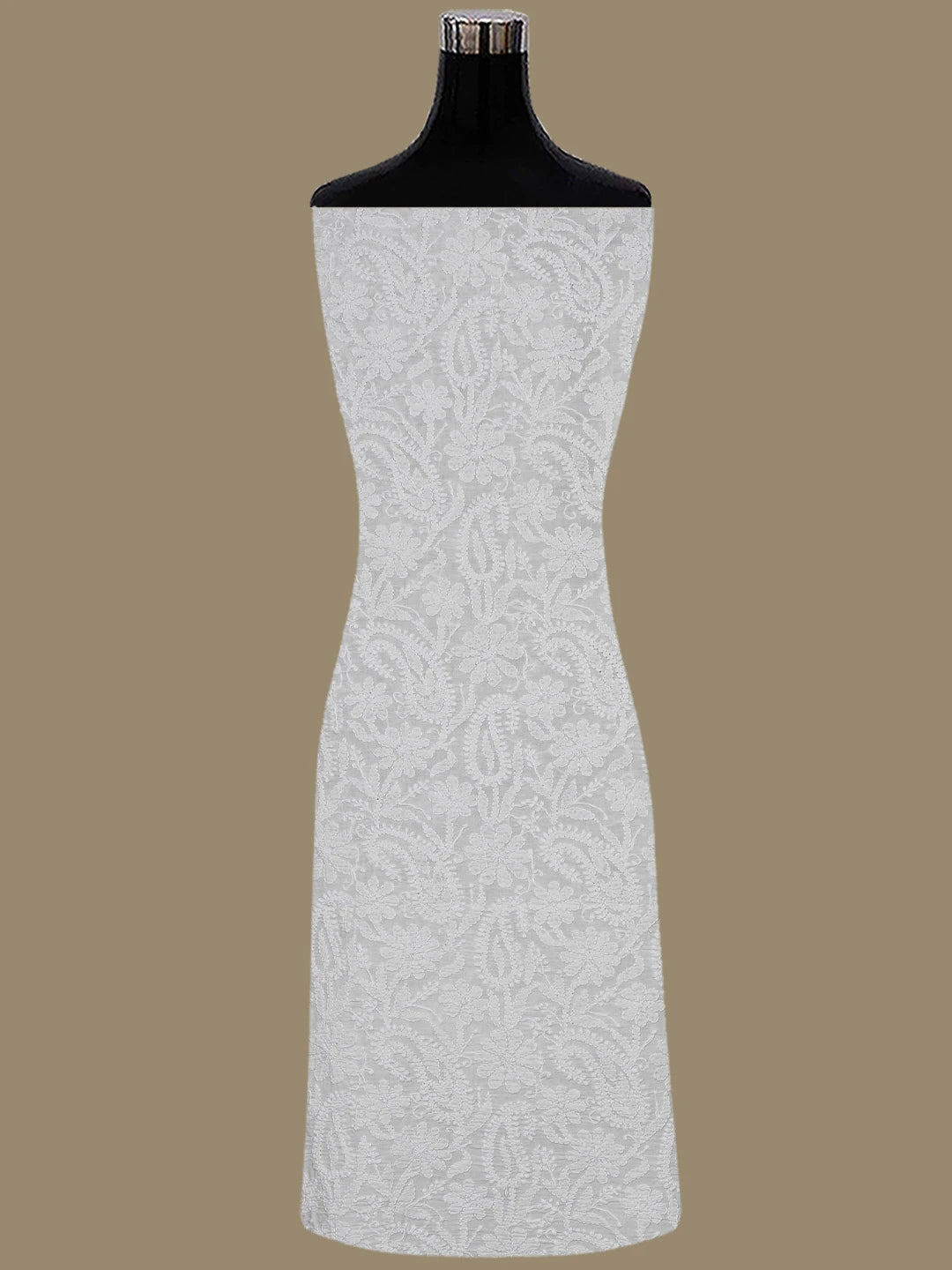 Ada Hand Embroidered White Pure Cotton Lucknowi Chikankari Unstitched Kurta Dupatta Set 01A858197