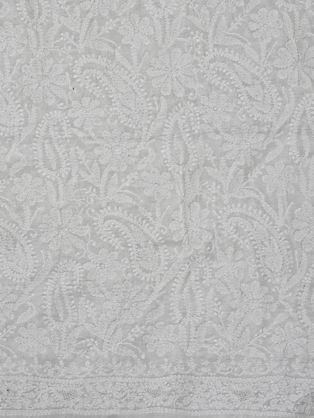 Ada Hand Embroidered White Pure Cotton Lucknowi Chikankari Unstitched Kurta Dupatta Set 01A858197