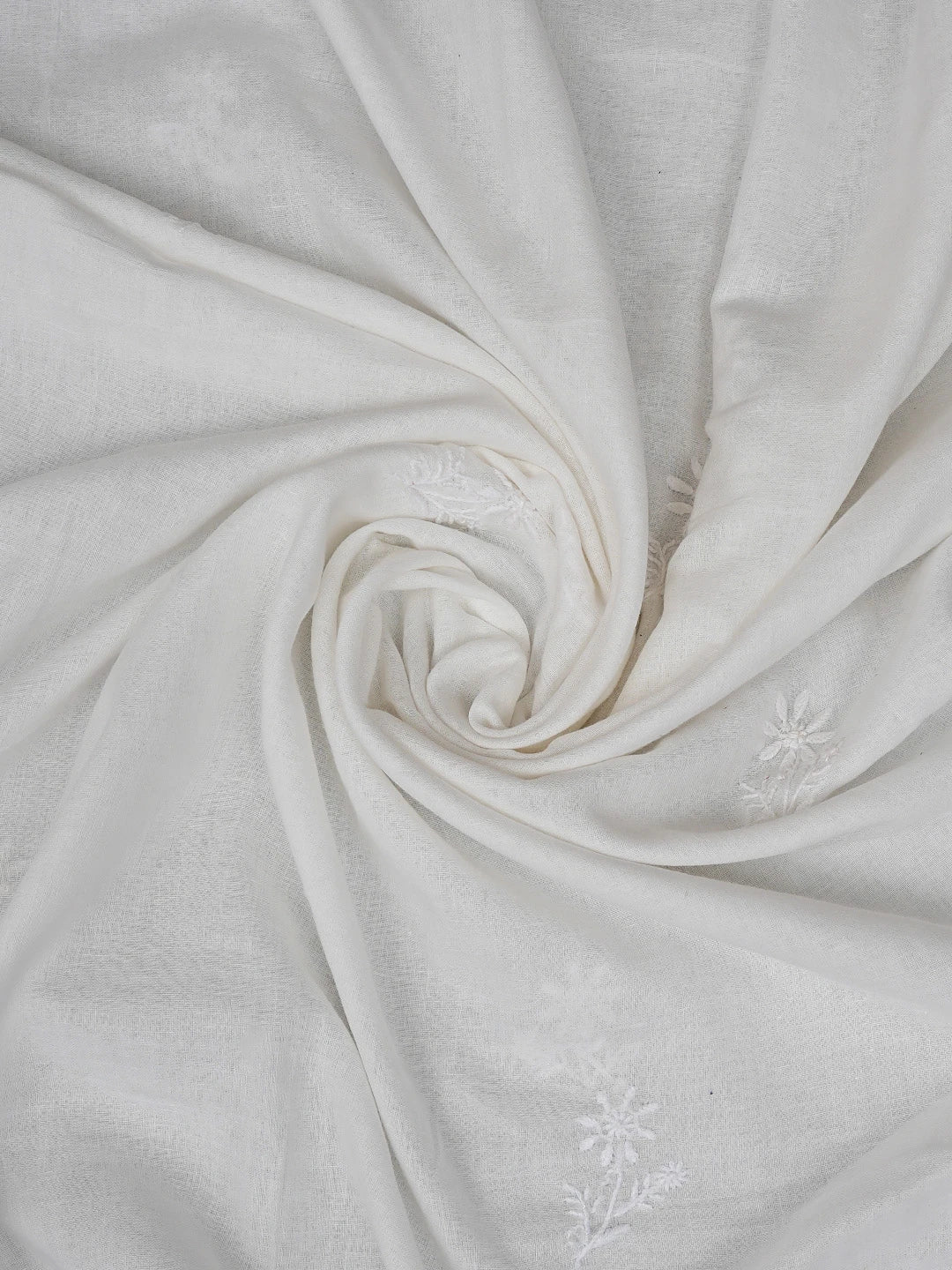 Ada Hand Embroidered White Pure Cotton Lucknowi Chikankari Unstitched Kurta Dupatta Set 01A858197