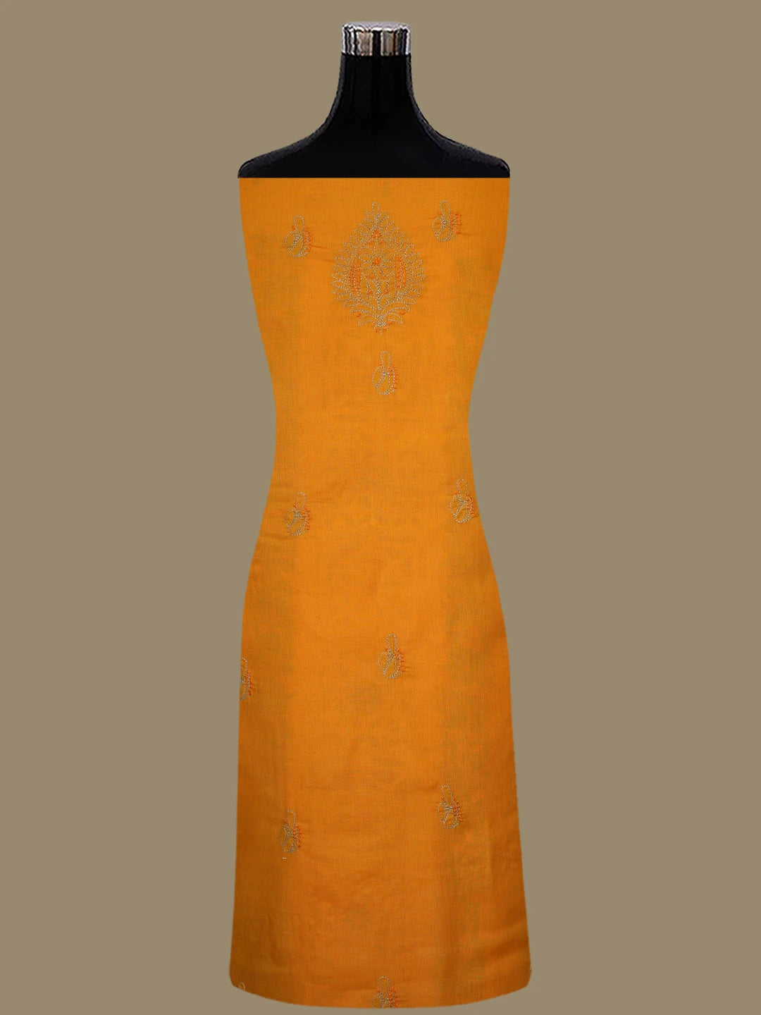 Ada Hand Embroidered Mustard Cotton Lucknowi Chikankari Unstitched Suit Piece 01A845179