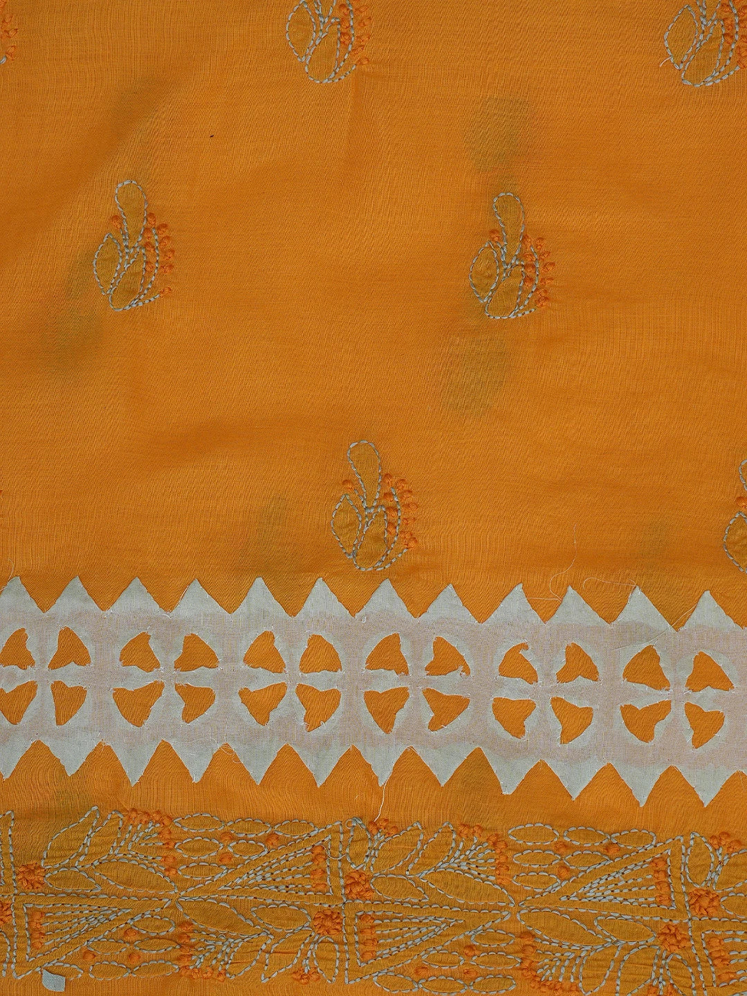 Ada Hand Embroidered Mustard Cotton Lucknowi Chikankari Unstitched Suit Piece 01A845179