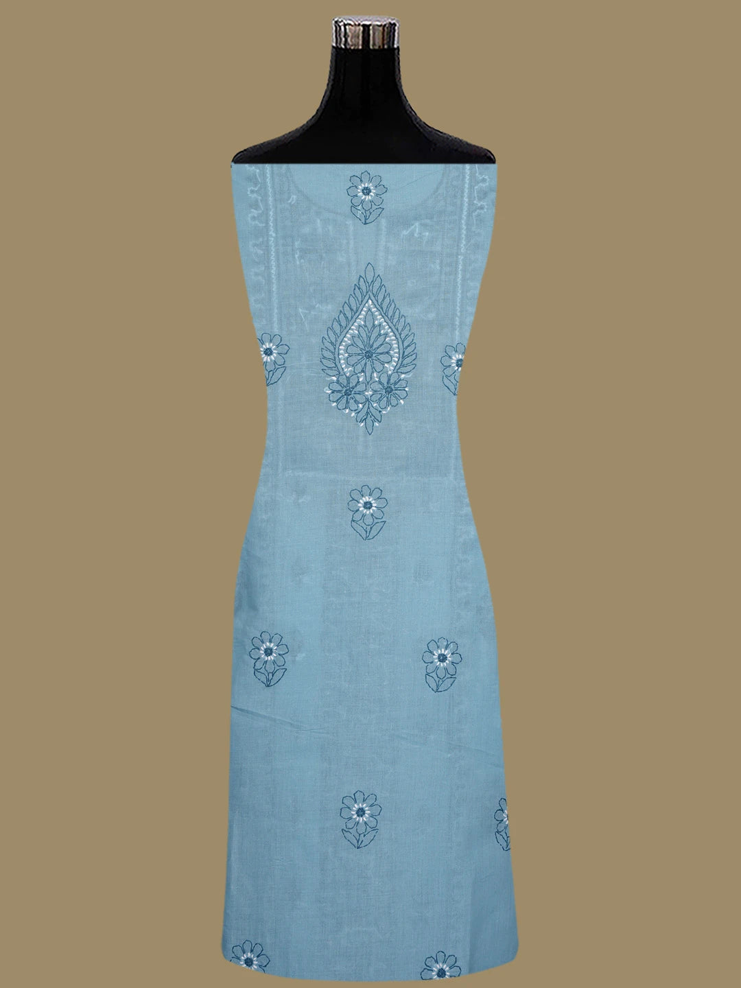 Ada Hand Embroidered Bright Blue Cotton Lucknowi Chikankari Unstitched Suit Piece 01A863035