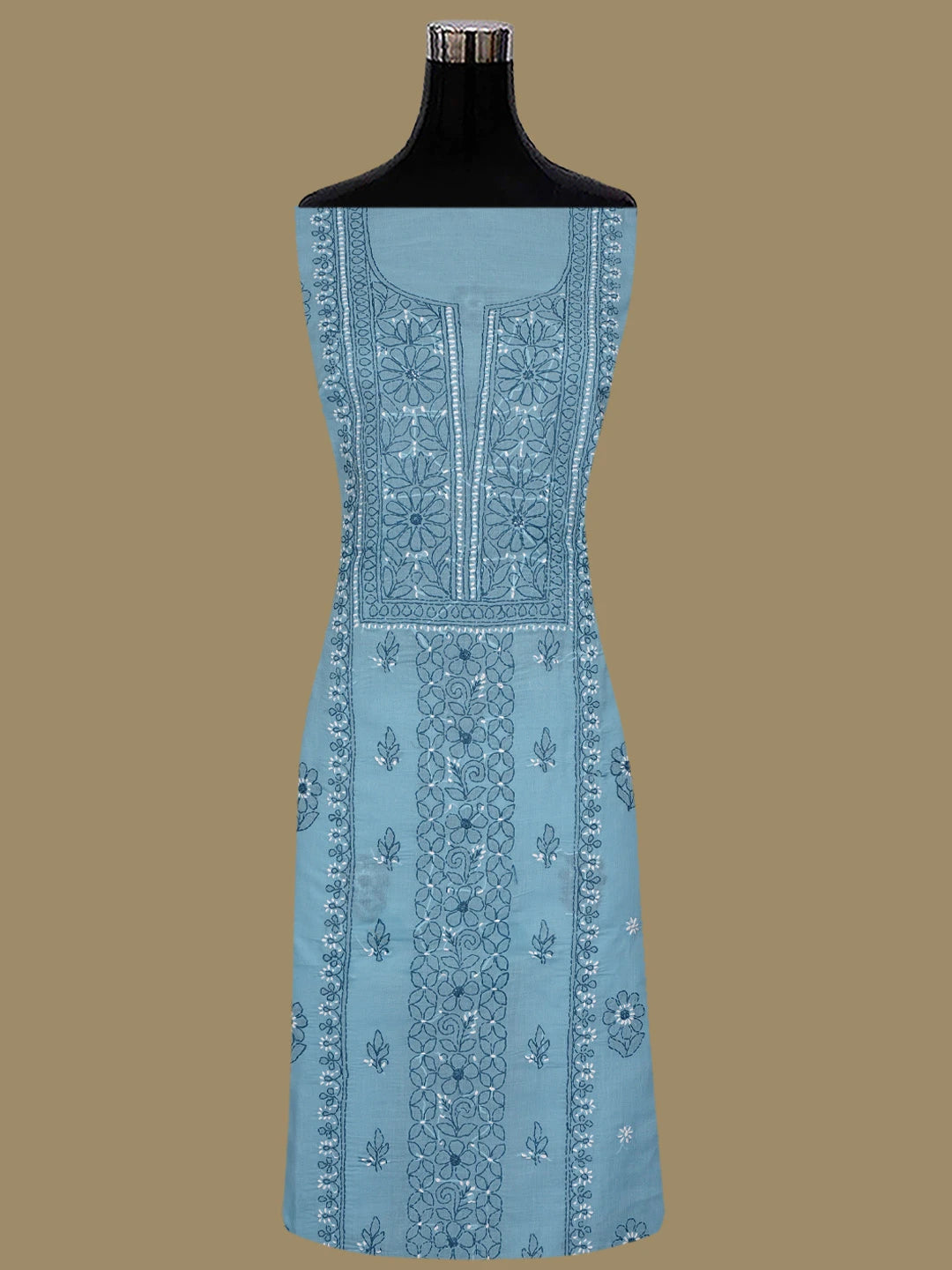 Ada Hand Embroidered Bright Blue Cotton Lucknowi Chikankari Unstitched Suit Piece 01A863035