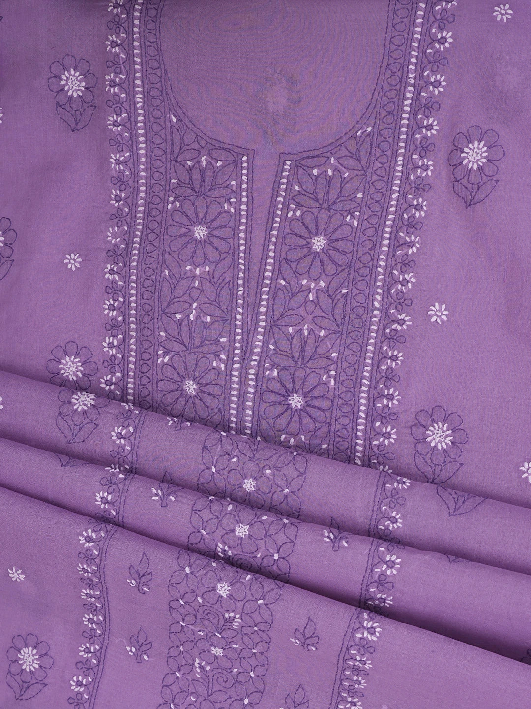 Ada Hand Embroidered Iris Purple Cotton Lucknowi Chikankari Unstitched Suit Piece 01A863042