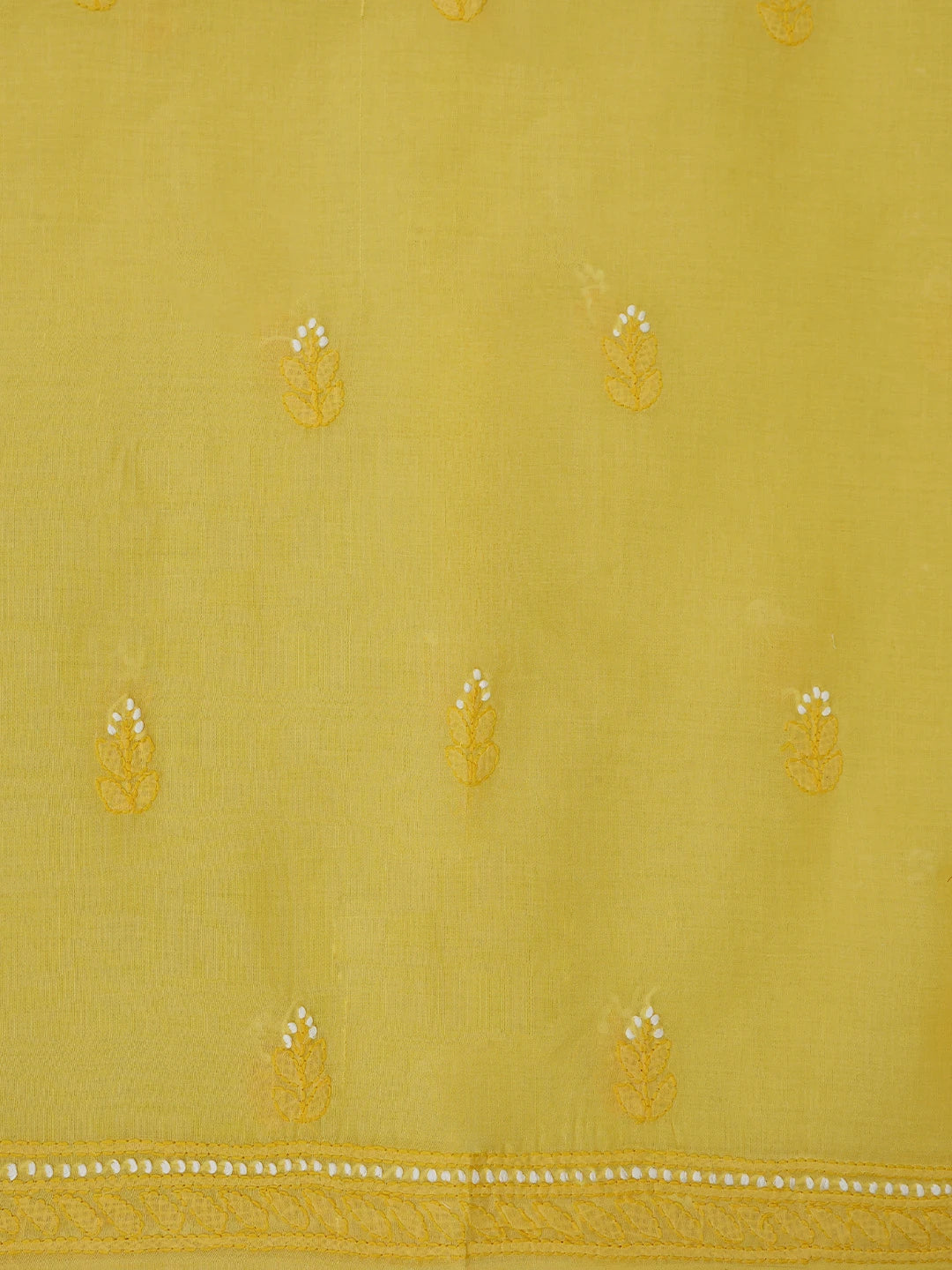 Ada Hand Embroidered Yellow Cotton Lucknowi Chikankari Unstitched Suit Piece 01A863031