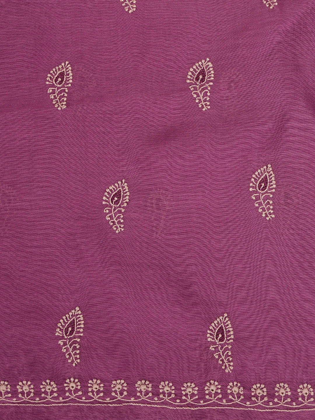 Ada Hand Embroidered Magenta Pure Chanderi Lucknowi Chikankari Unstitched Kurta Dupatta Set 01A858215