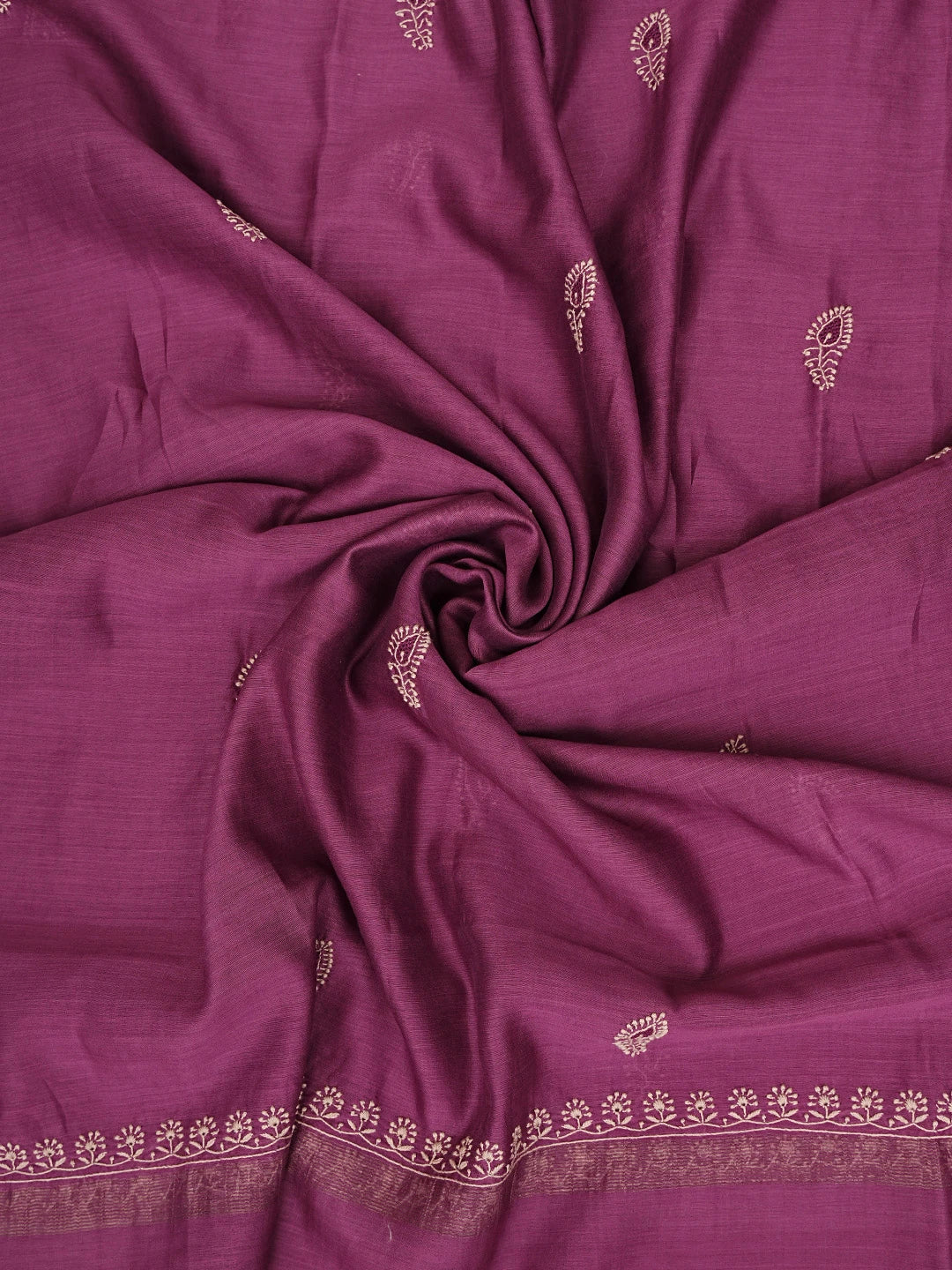 Ada Hand Embroidered Magenta Pure Chanderi Lucknowi Chikankari Unstitched Kurta Dupatta Set 01A858215