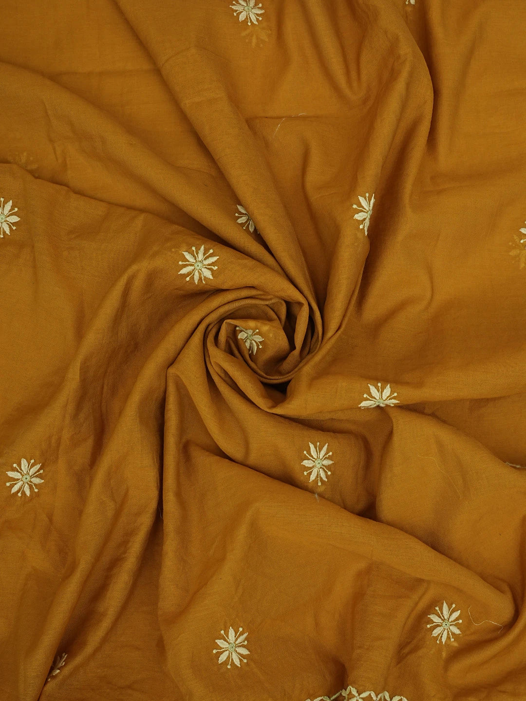 Ada Hand Embroidered Mustard Pure Chanderi Lucknowi Chikankari Unstitched Kurta Dupatta Set 01A420707