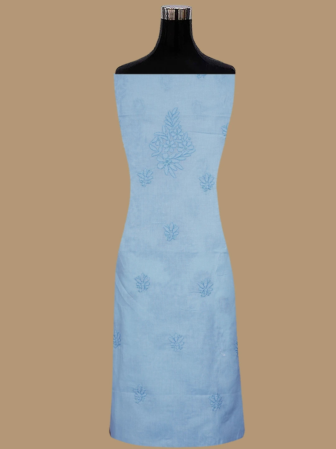 Ada Hand Embroidered Blue Cotton Lucknowi Chikankari Unstitched Suit Piece 01A862922