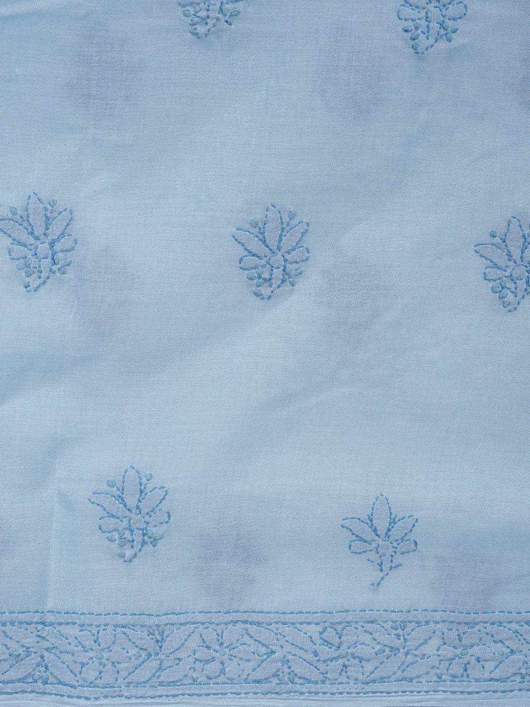 Ada Hand Embroidered Blue Cotton Lucknowi Chikankari Unstitched Suit Piece 01A862922