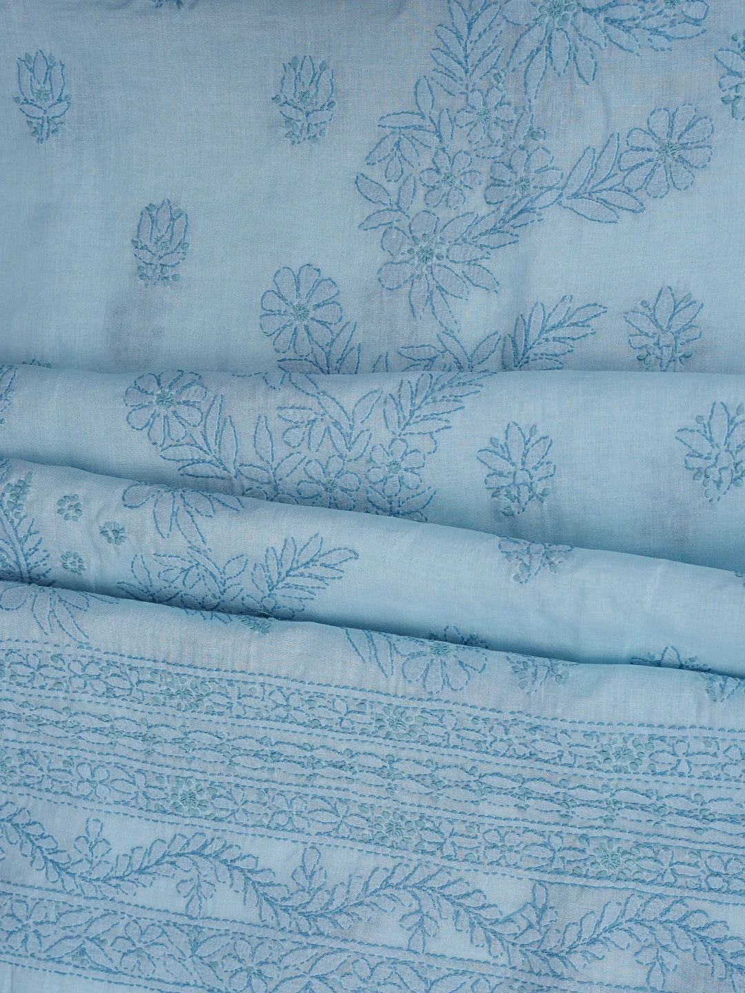 Ada Hand Embroidered Blue Cotton Lucknowi Chikankari Unstitched Suit Piece 01A862922