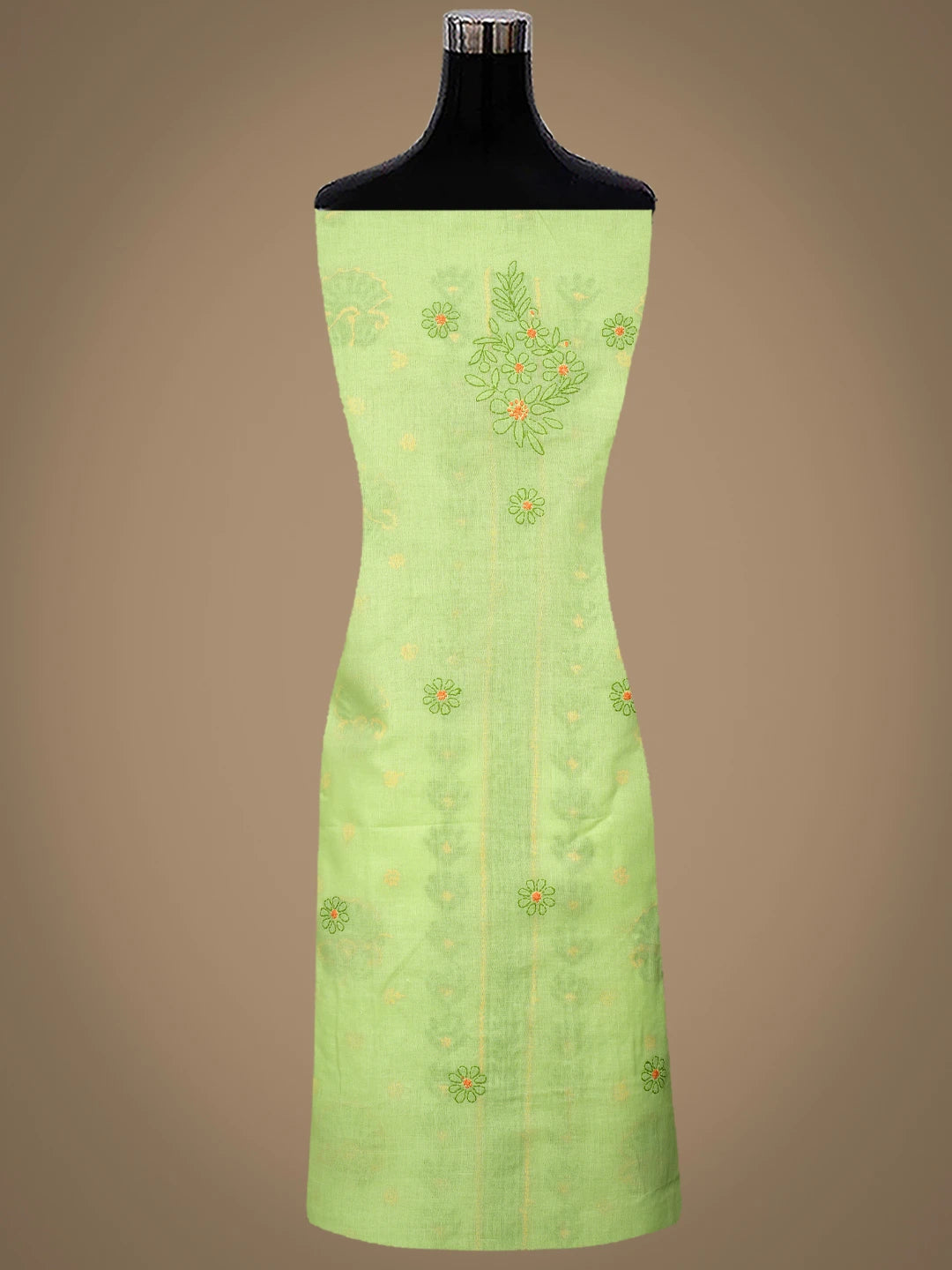 Ada Hand Embroidered Lime Green Cotton Lucknowi Chikankari Unstitched Suit Piece 01A863060