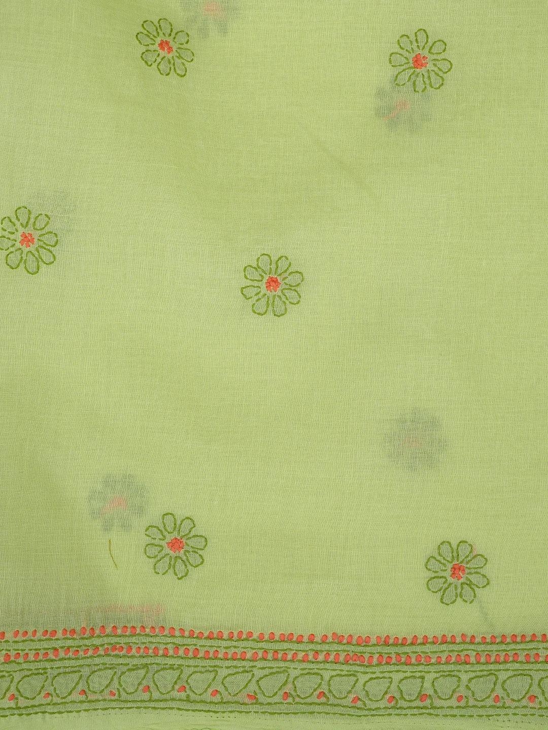 Ada Hand Embroidered Lime Green Cotton Lucknowi Chikankari Unstitched Suit Piece 01A863060