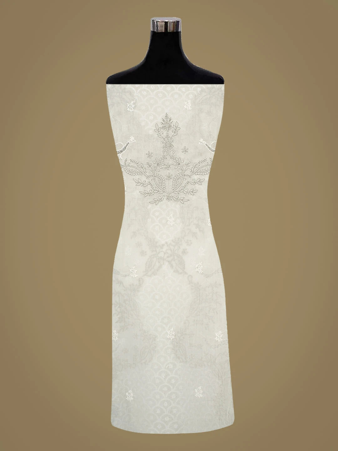 Ada Hand Embroidered Grey Cotton Lucknowi Chikankari Unstitched Suit Piece 01A844050