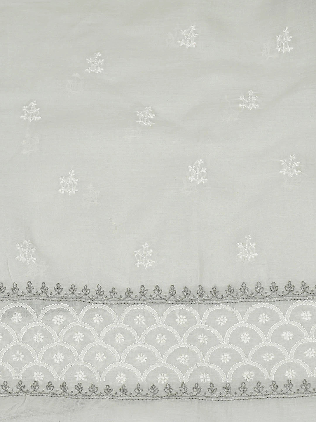 Ada Hand Embroidered Grey Cotton Lucknowi Chikankari Unstitched Suit Piece 01A844050