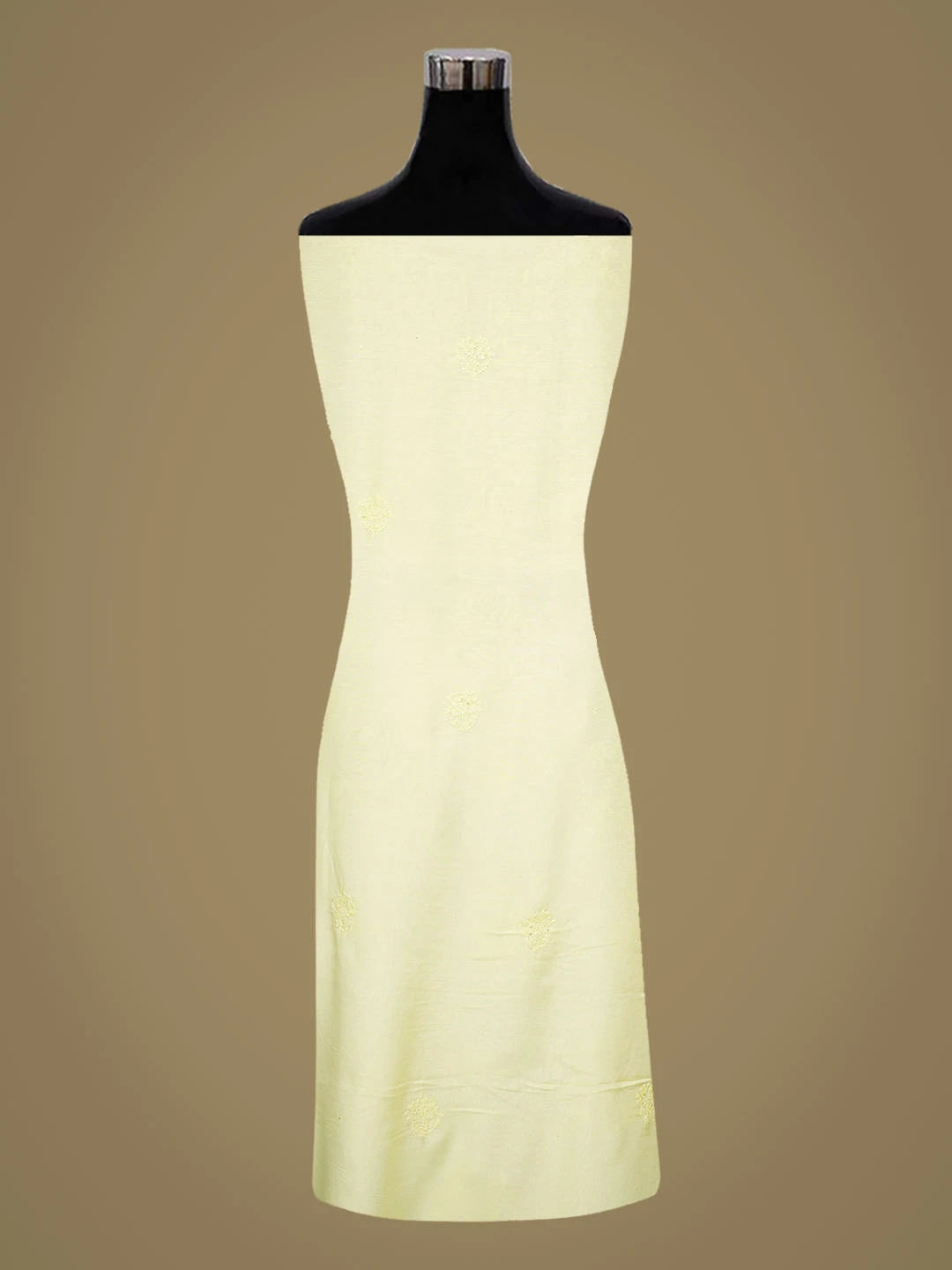 Ada Hand Embroidered Lemon Muslin Lucknowi Chikankari Unstitched Suit Piece With Cutdana Work 01A796122