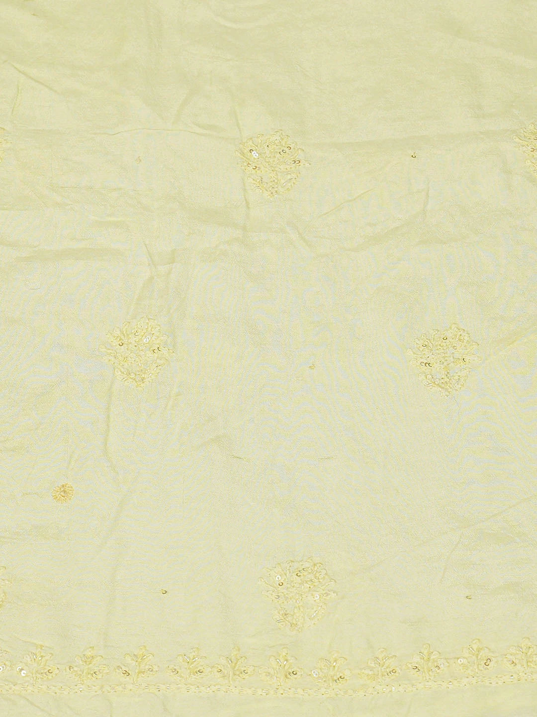Ada Hand Embroidered Lemon Muslin Lucknowi Chikankari Unstitched Suit Piece With Cutdana Work 01A796122