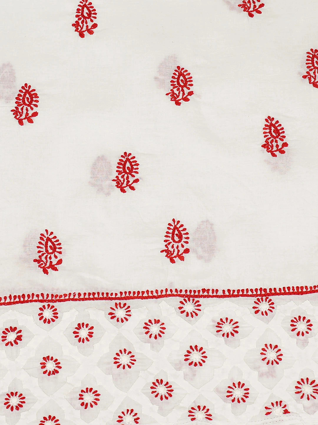 Ada Hand Embroidered White Cotton Lucknowi Chikankari Unstitched Suit Piece 01A844705